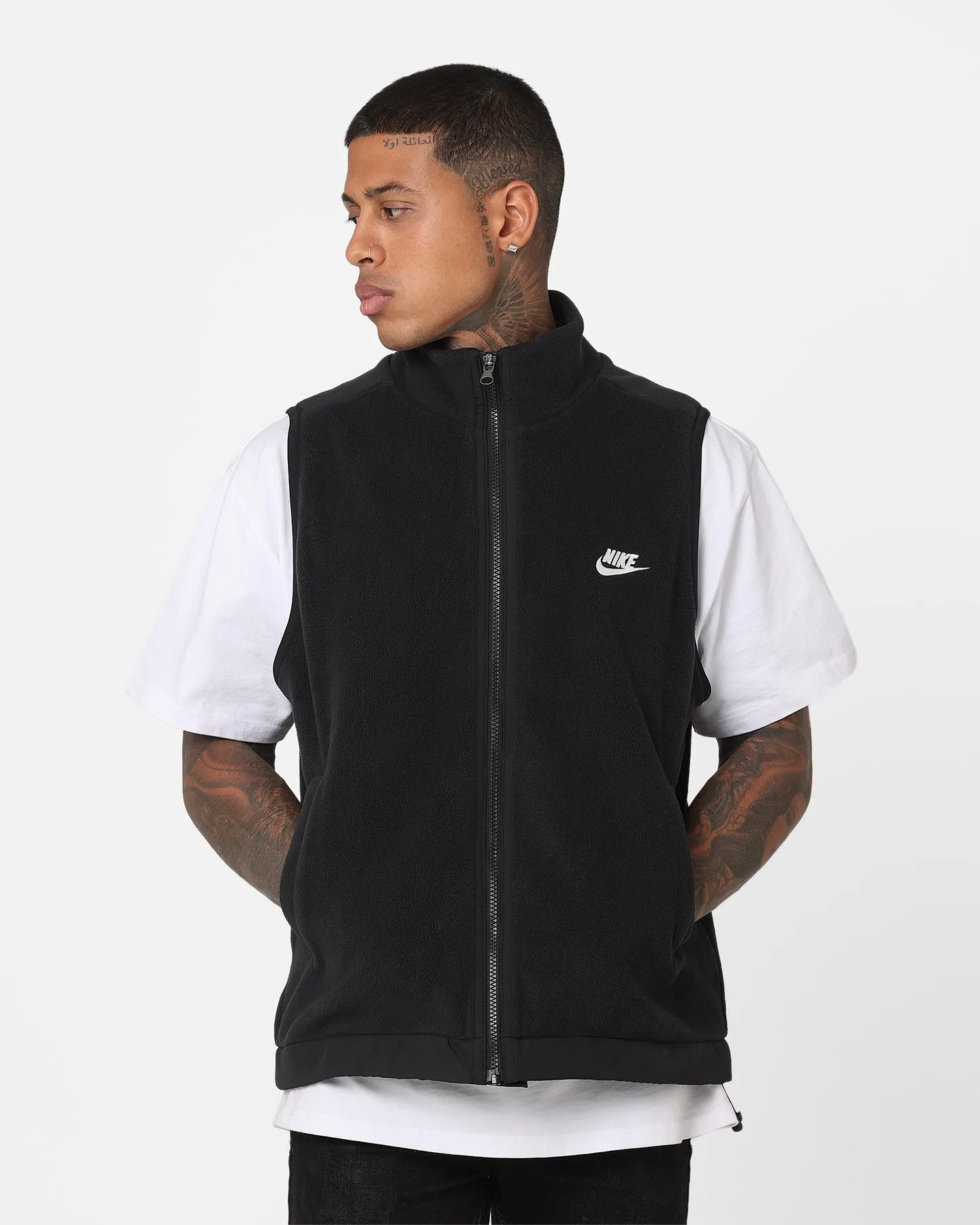 Nike Fleece Winter Vest Black/Black/Sail Hazard Foldable Collar