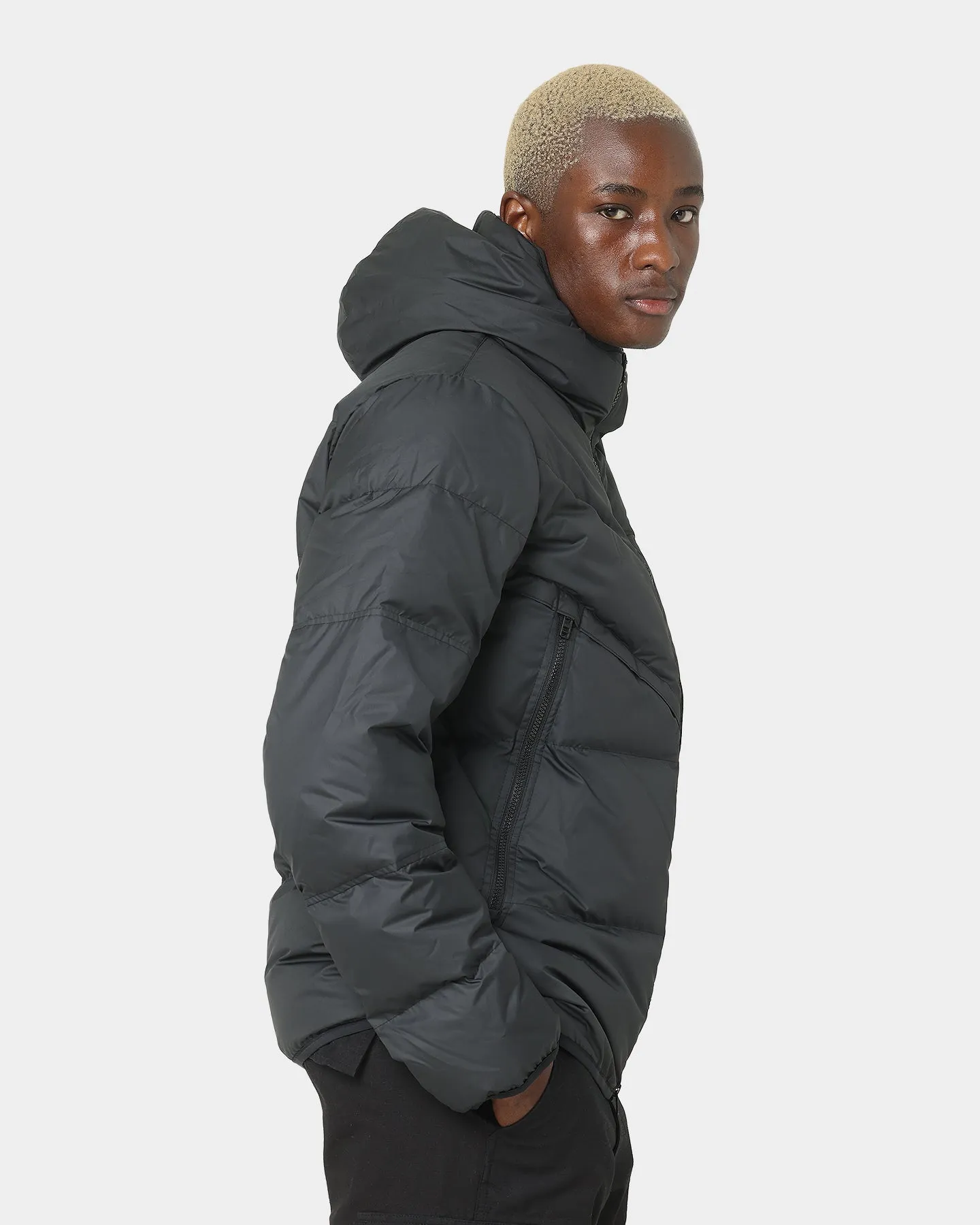 Nike Hooded Puffer Jacket Black Ergonomic Paneling High Collar Style