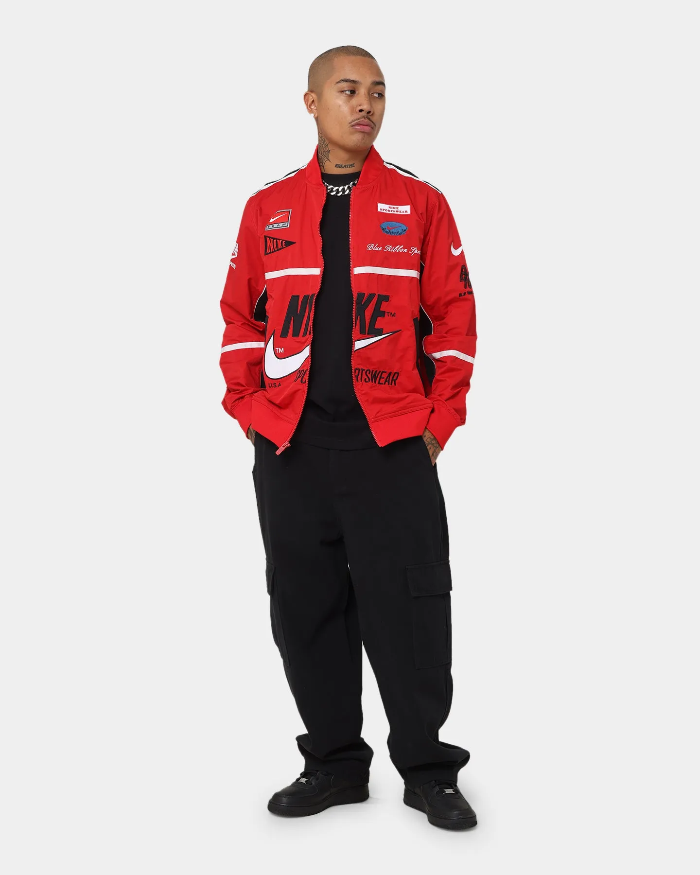 Nike Sportswear Mercato Woven Bomber Jacket University Red/Black/White Interchangeable Collar System