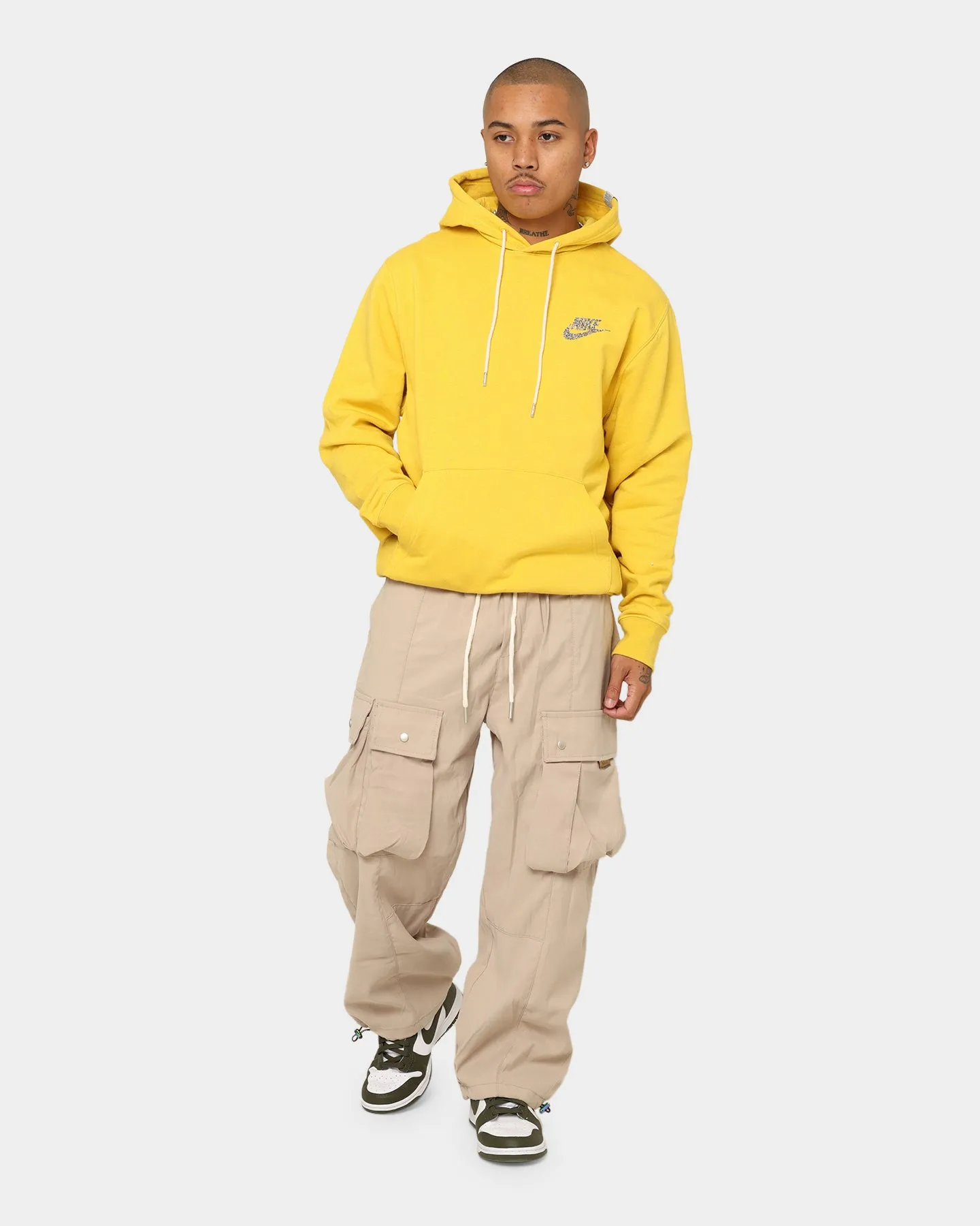 Nike Sportswear Revival Fleece Pull Over Hoodie Vivid Sulfur/White suitable for extreme sports Utility