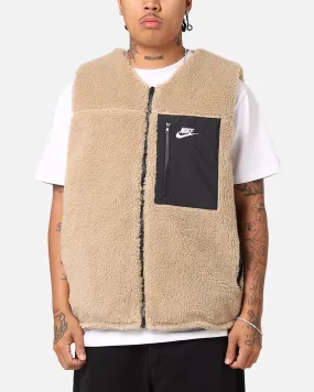 Hooded Nike Sportswear Sherpa Reversible Vest Khaki/Black