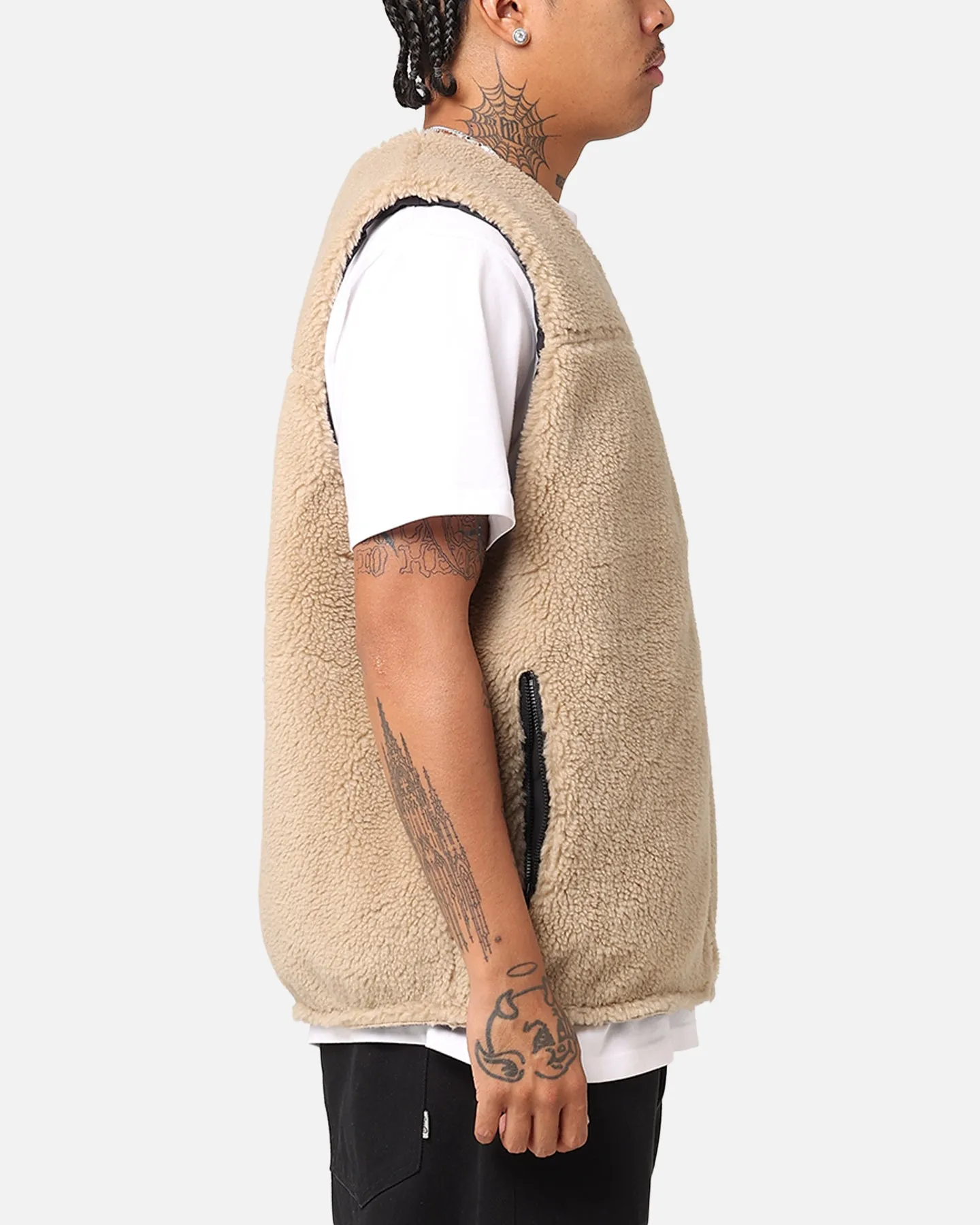 cloudy Detachable Hood Nike Sportswear Sherpa Reversible Vest Khaki/Black