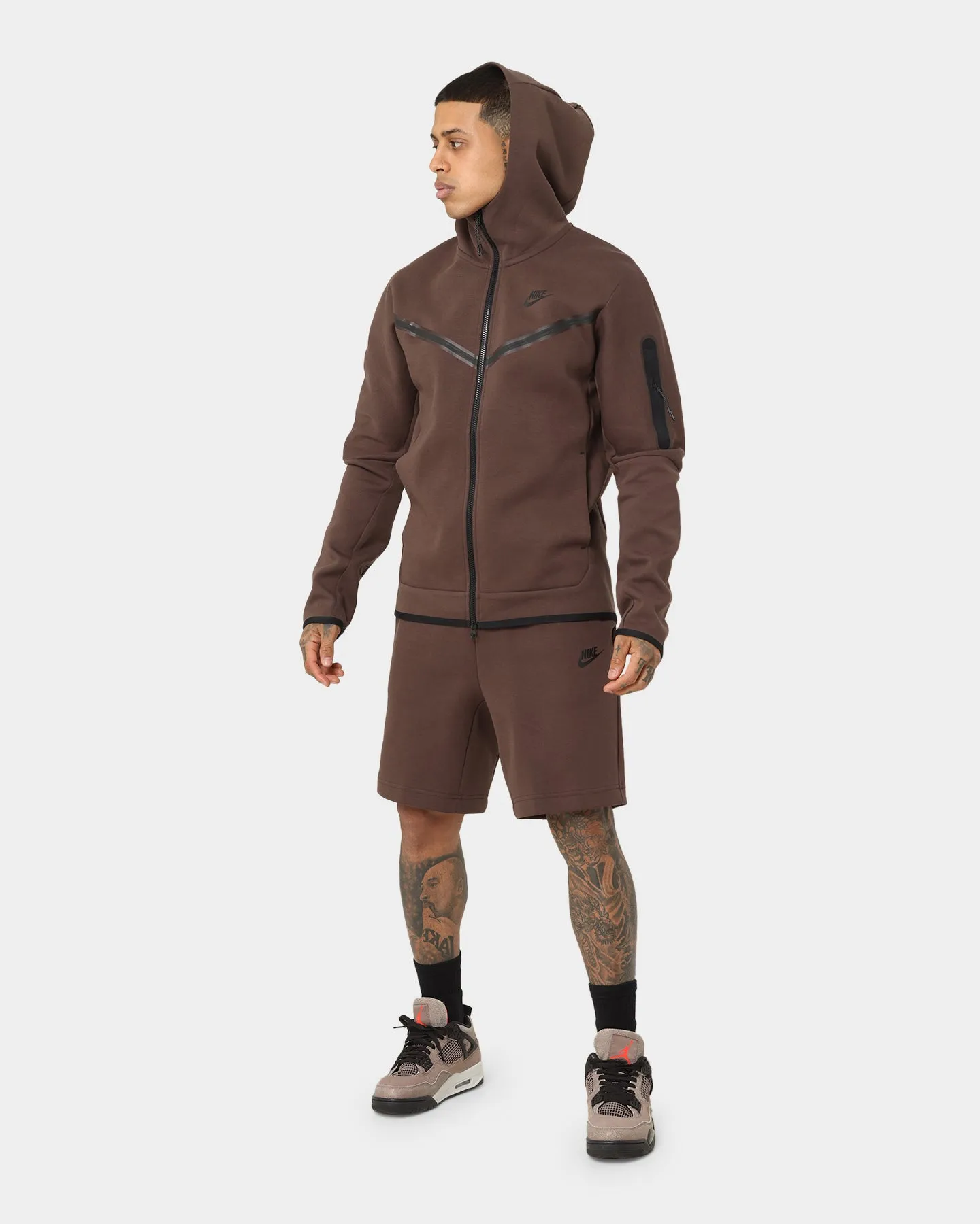 Nike Sportswear Tech Fleece Full Zip Hoodie Baroque Brown Reflective Piping