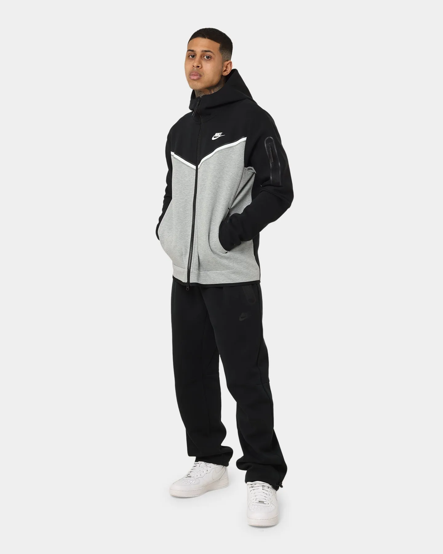 Nike Sportswear Tech Fleece Full-Zip Hoodie Black/Dark Grey Heather High Collar Style Everyday Use