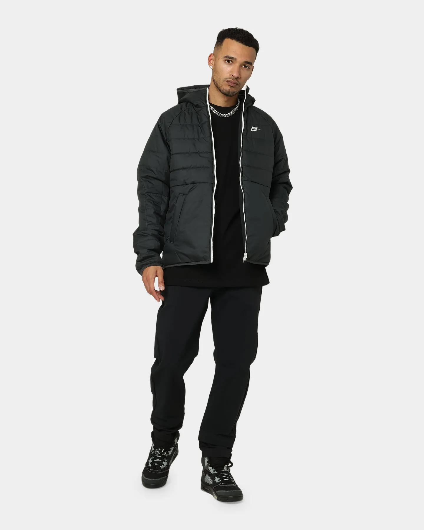 Nike Sportswear Therma-FIT Legacy Reversible Hooded Jacket Black/Dark Smoke Light Reflective Office Look