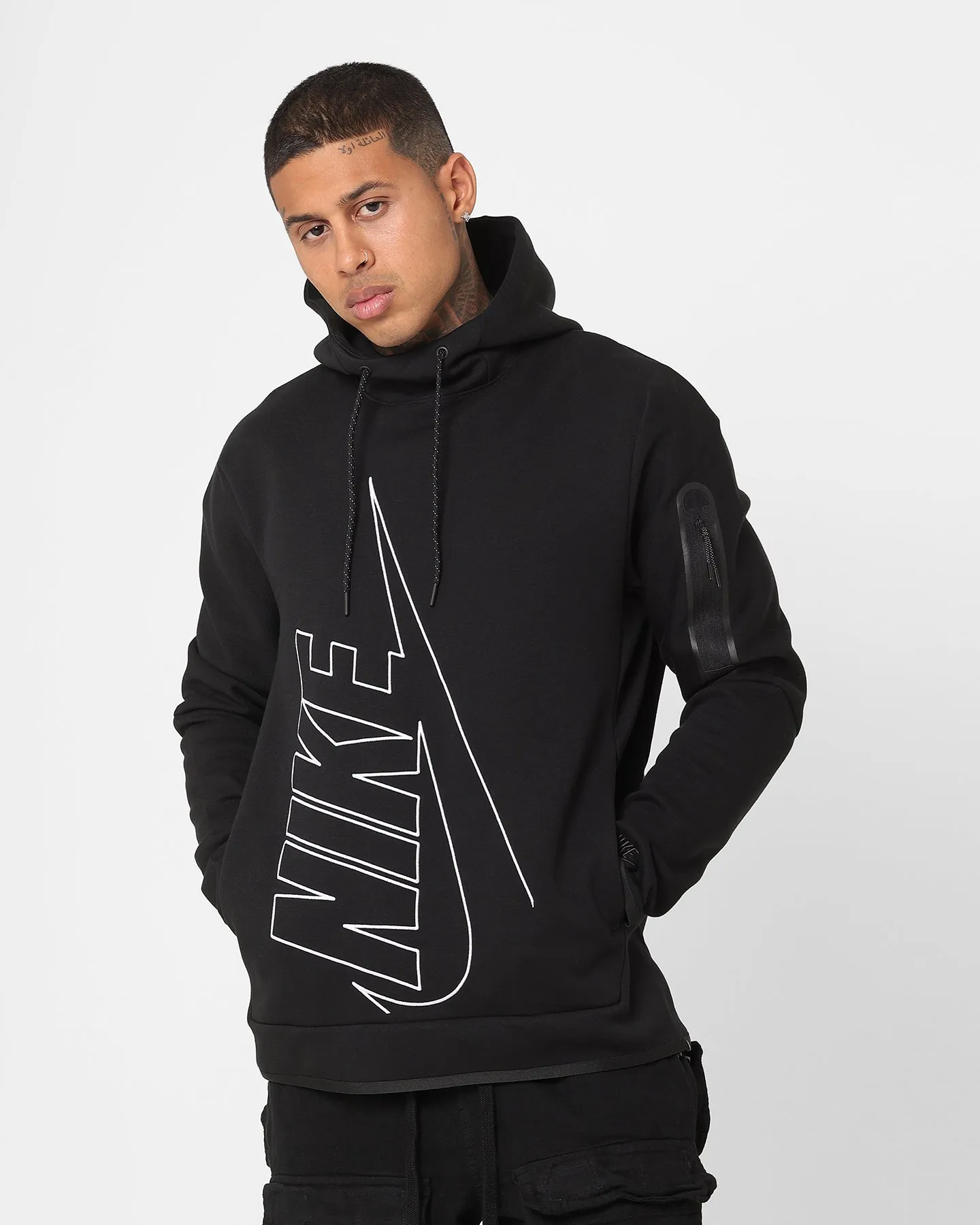 Nike Tech Fleece Graphic Pullover Hoodie Black/Black Record