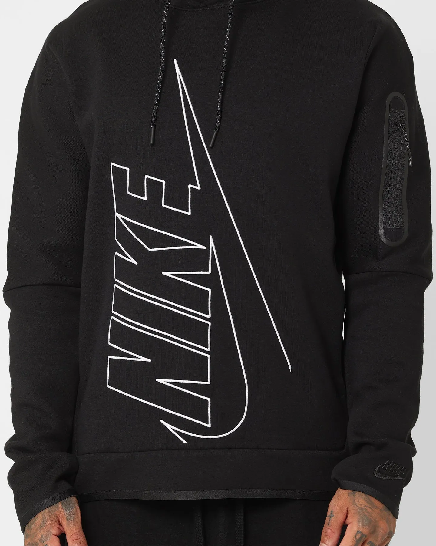 Nike Tech Fleece Graphic Pullover Hoodie Black/Black Hold Loungewear