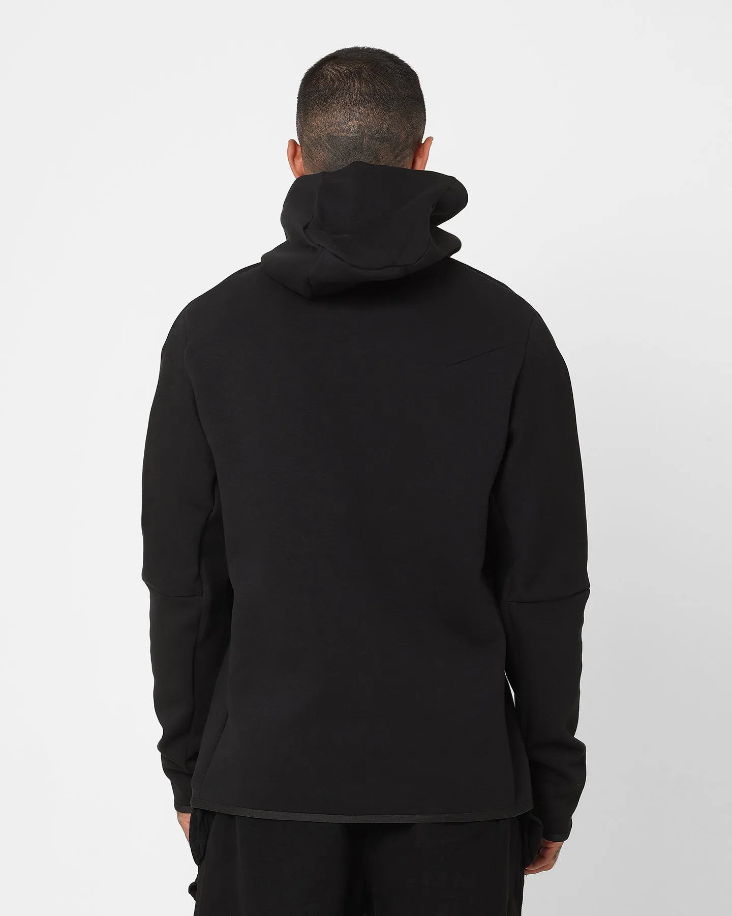 Nike Tech Fleece Graphic Pullover Hoodie Black/Black Weatherproof Zippers Durable Stitching
