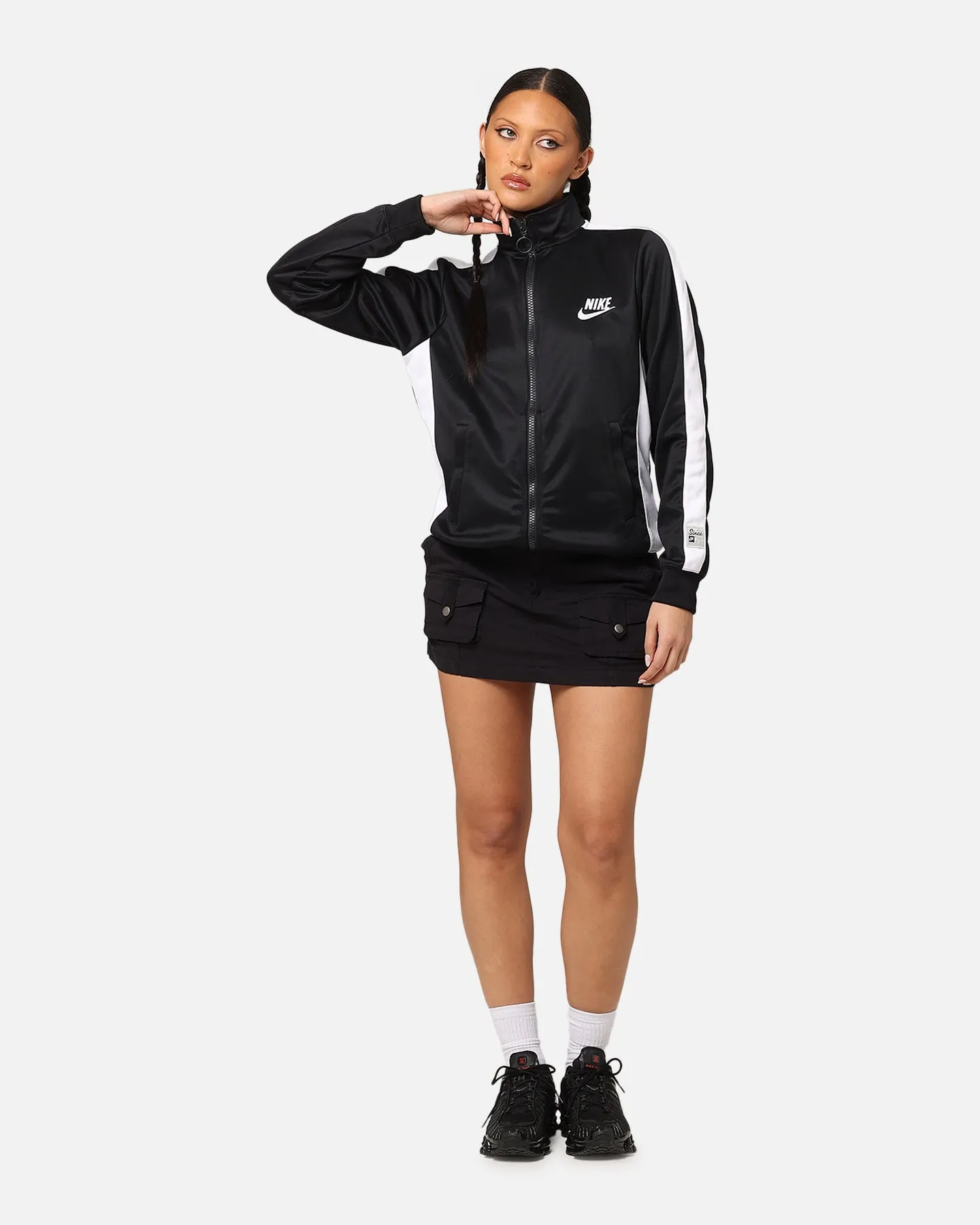 Adjustable Hood High - end Nike Women's Sportswear Jacket Black/White/White