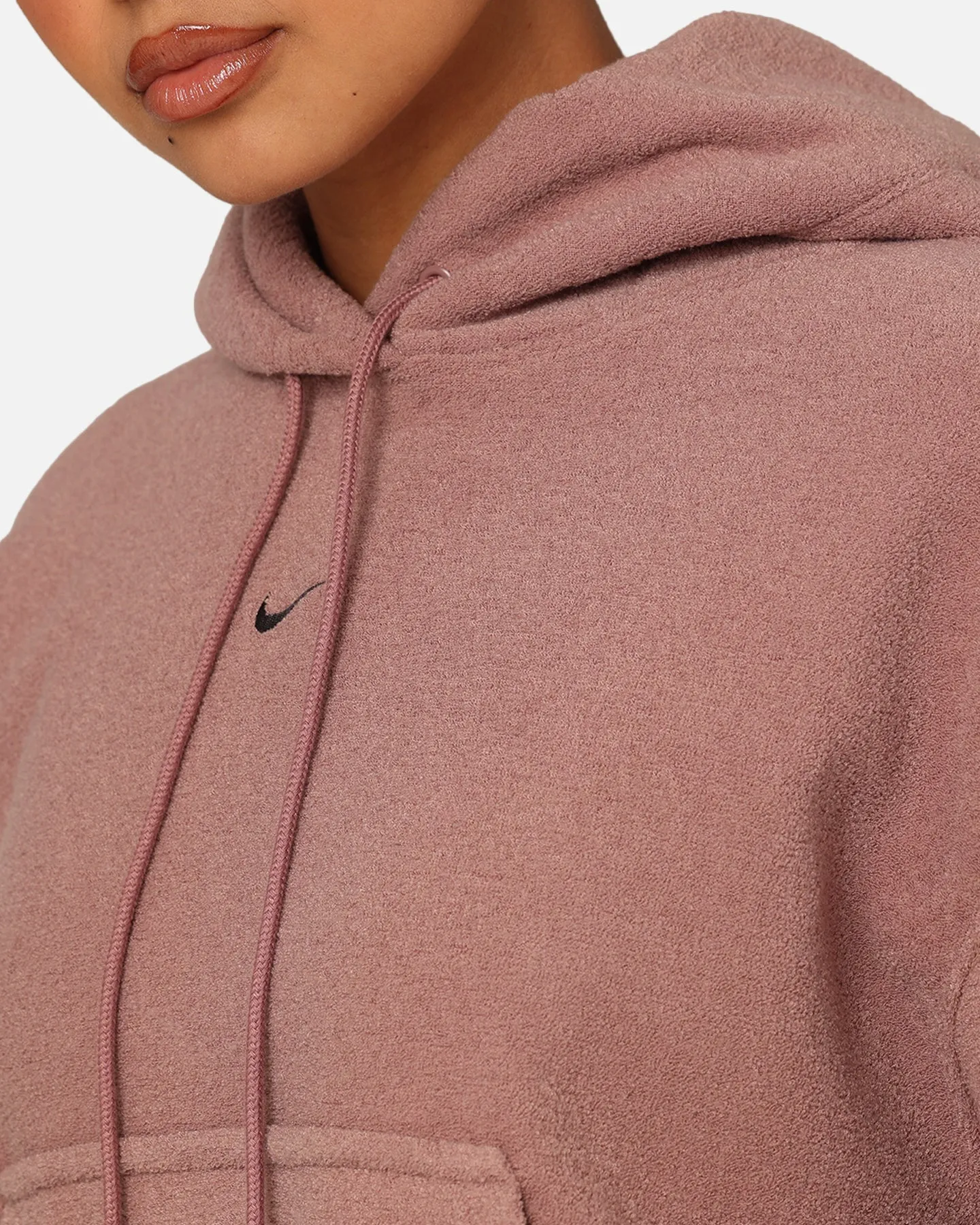 Nike Women's Sportswear Phoenix Plush Cosy Fleece Hoodie Smokey Mauve/Black Weekend Wear Worship