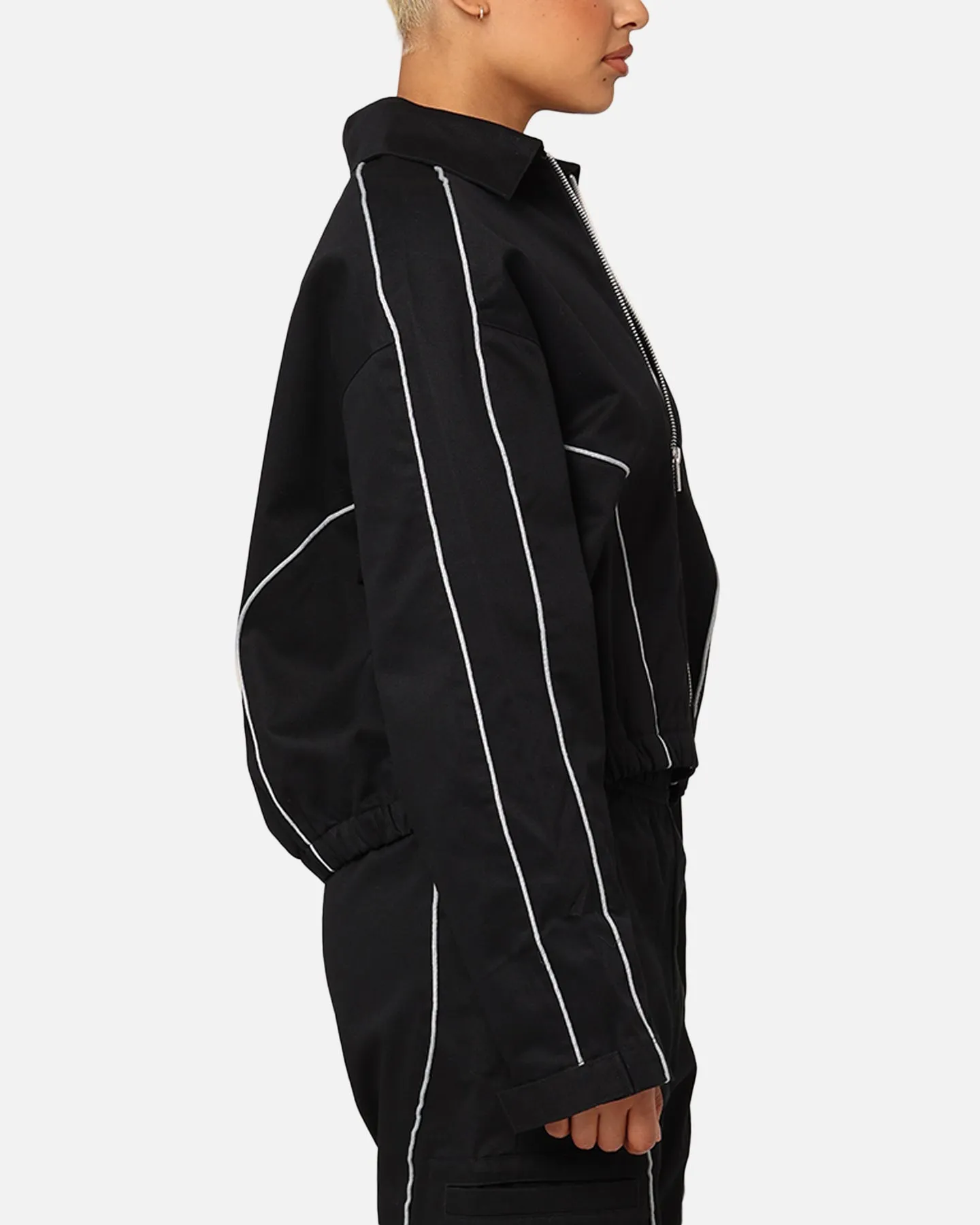 Nike Women's Sportswear Street Woven Jacket Black/Light Plum Checkered