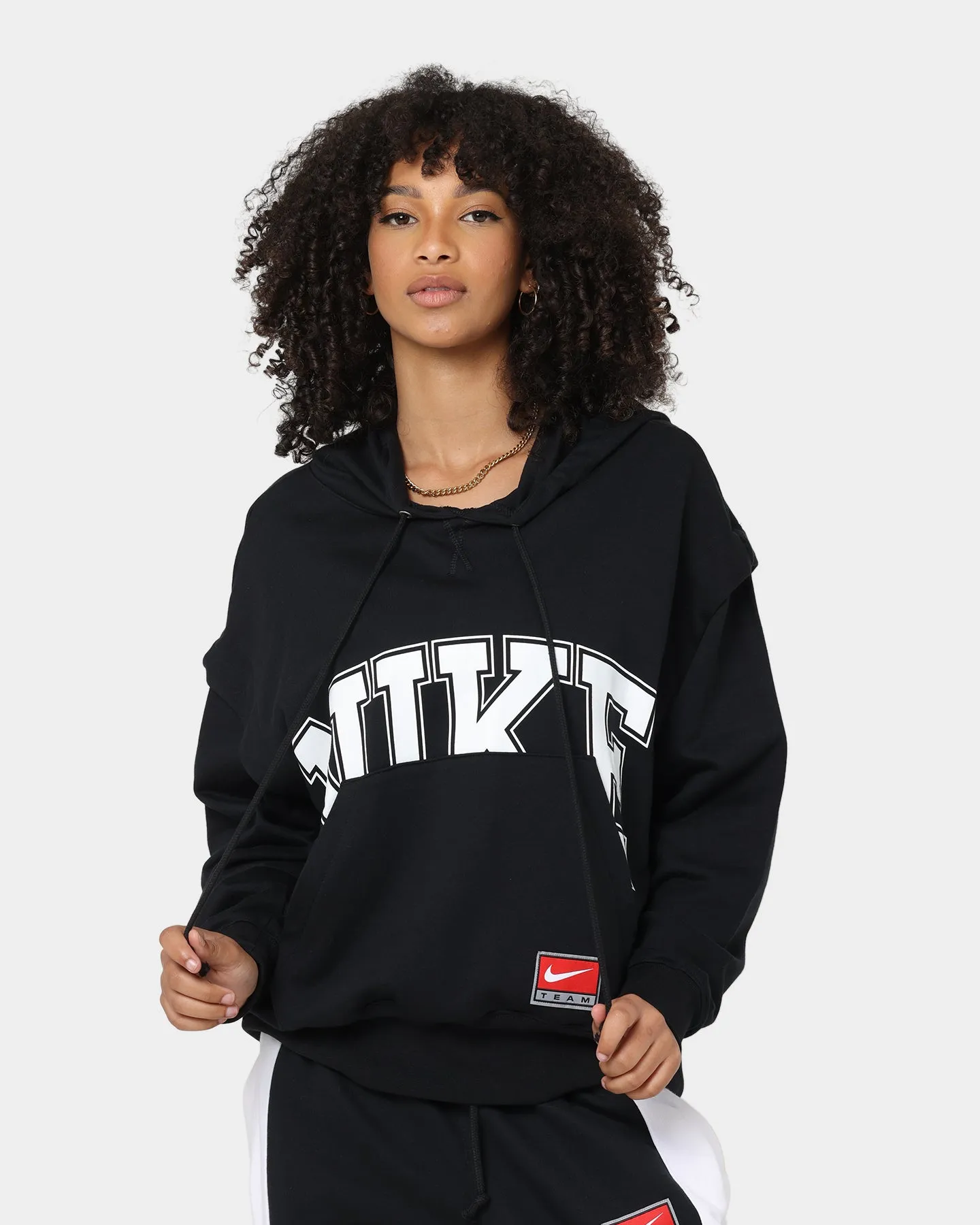 Nike Women's Sportswear Team Nike Fleece Hoodie Black/Black/White Hooded style