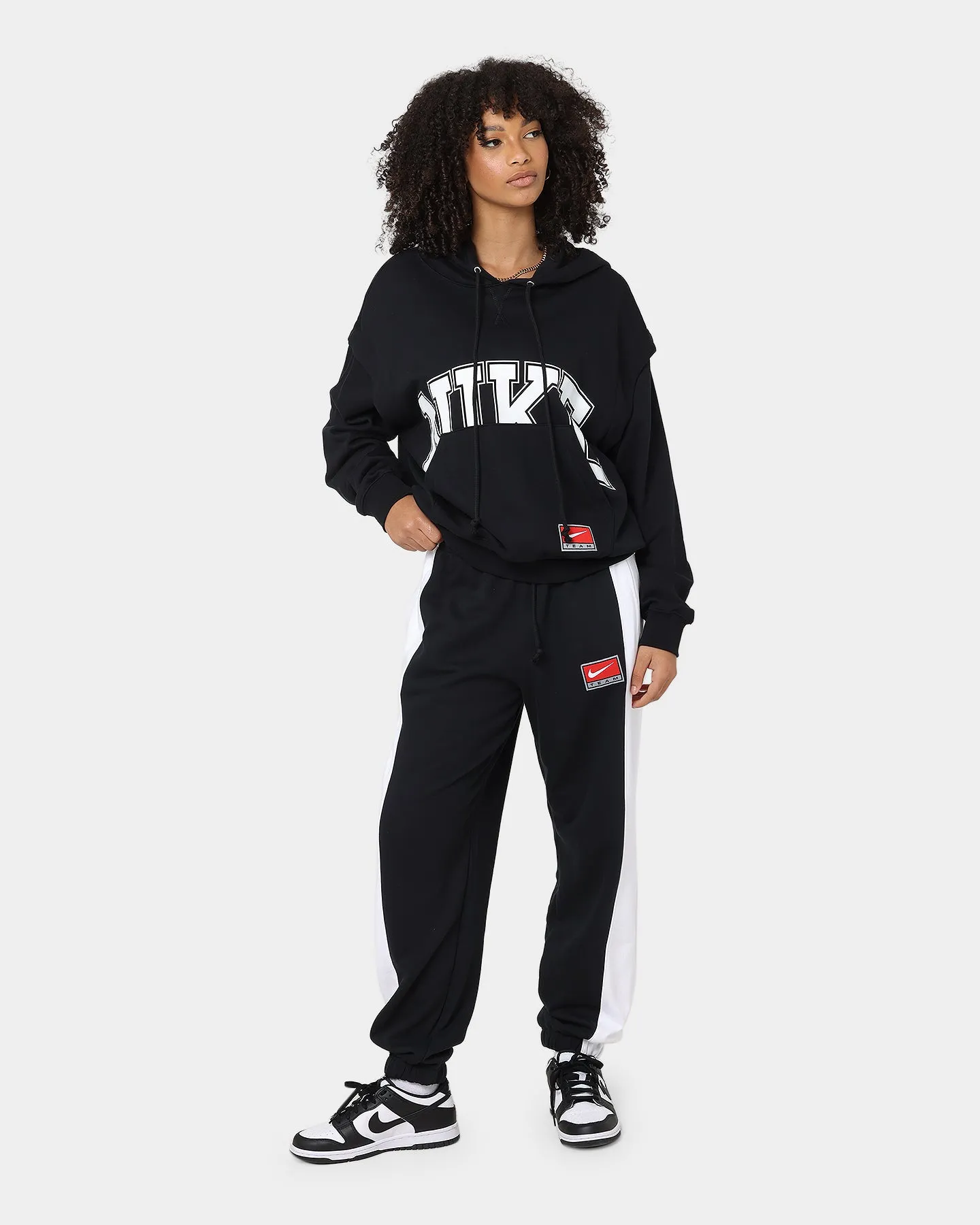 Box Quick Release Buckles Nike Women's Sportswear Team Nike Fleece Hoodie Black/Black/White