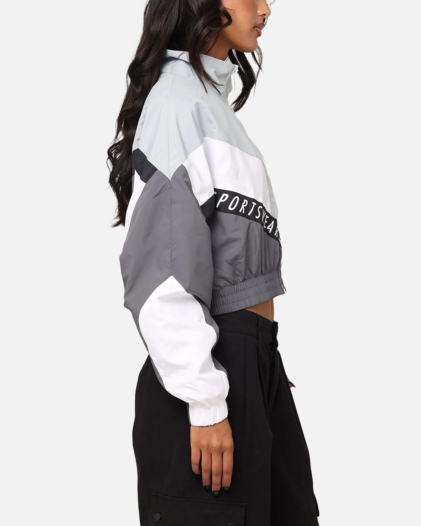 Contribute Nike Women's Sportswear Woven Street Jacket Iron Grey/Light Pumice/White