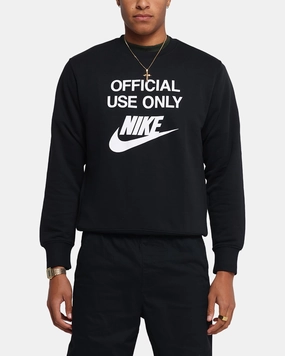 Breathable Textured Fabric Cozy Wearable Nike Club French Terry Crewneck Black/White