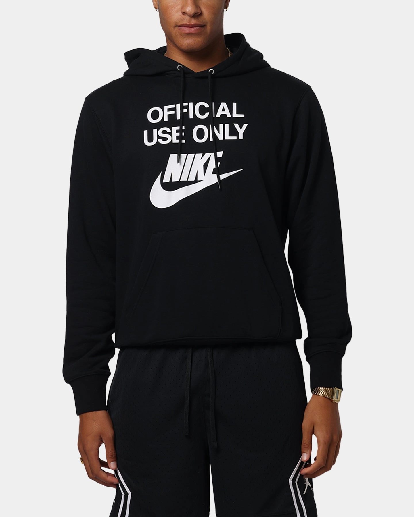 spandex blend Minimalist Lifestyle Nike Club French Terry Pullover Hoodie Black/Black/White