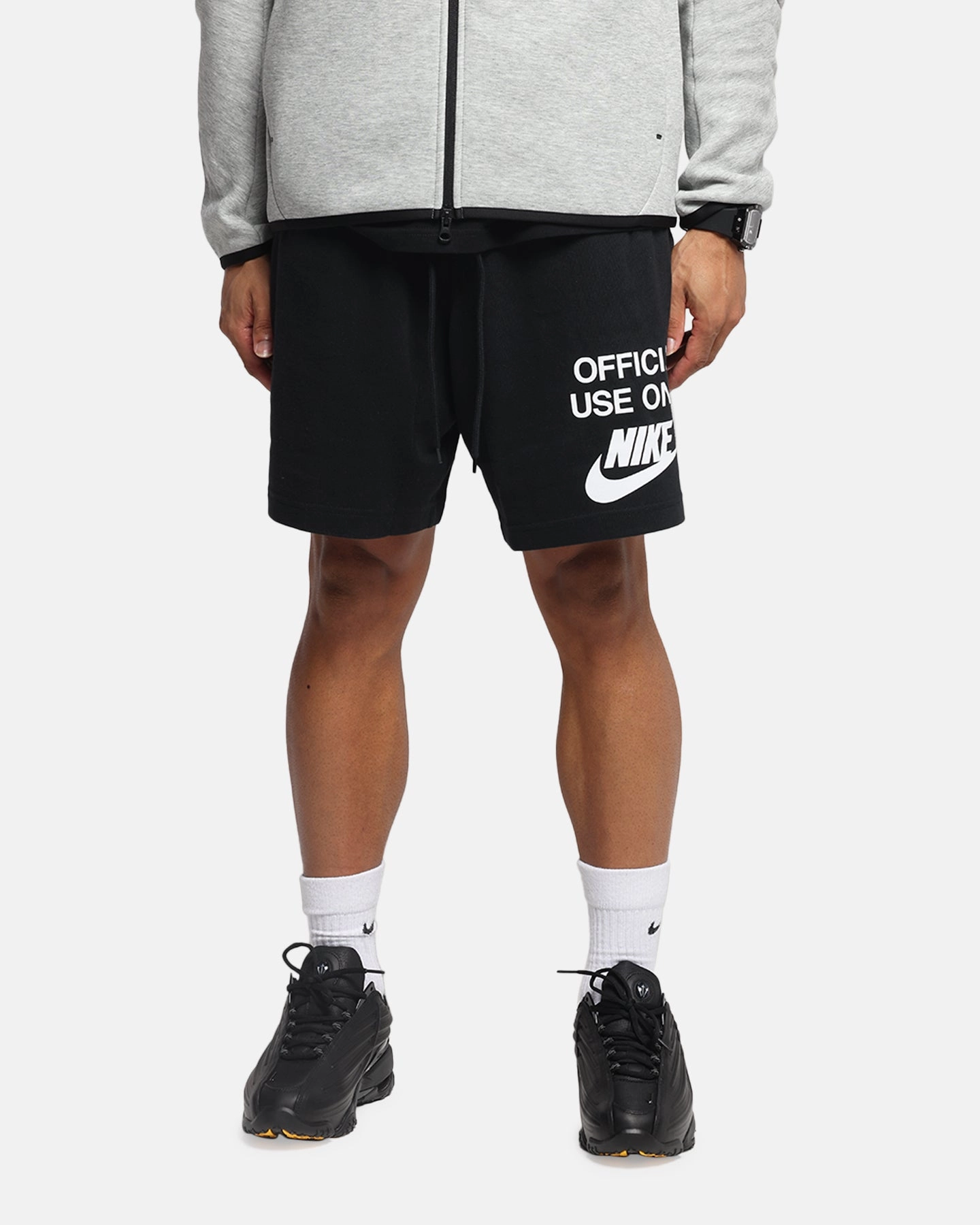 Low Profile Waistband service industry Nike Club Knit Shorts Black/Black/White