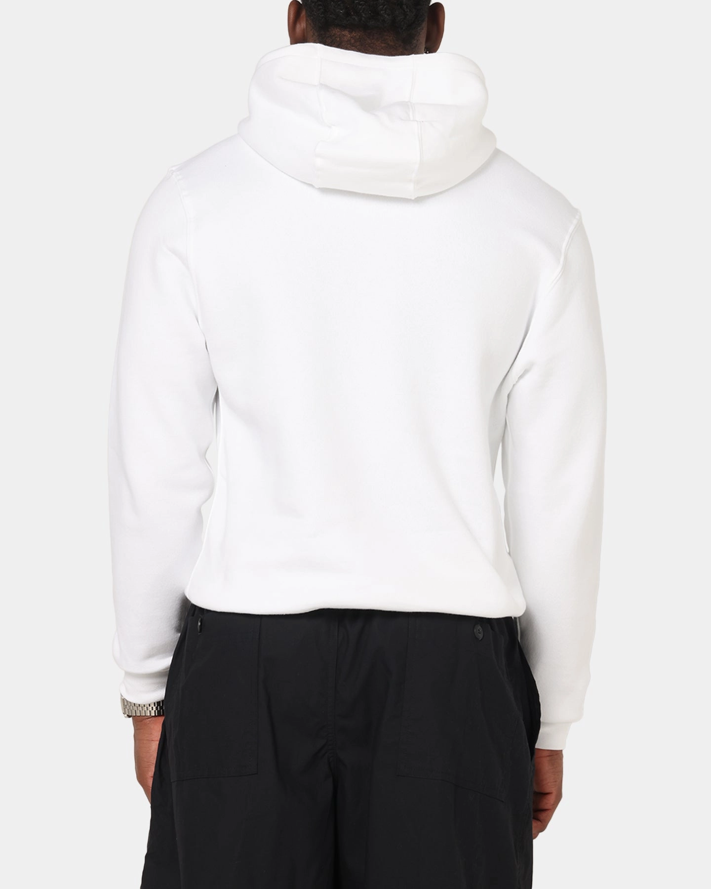 Dual Pocket Configuration Organic Fibers Nike Club Pullover Fleece Hoodie White/White/Black