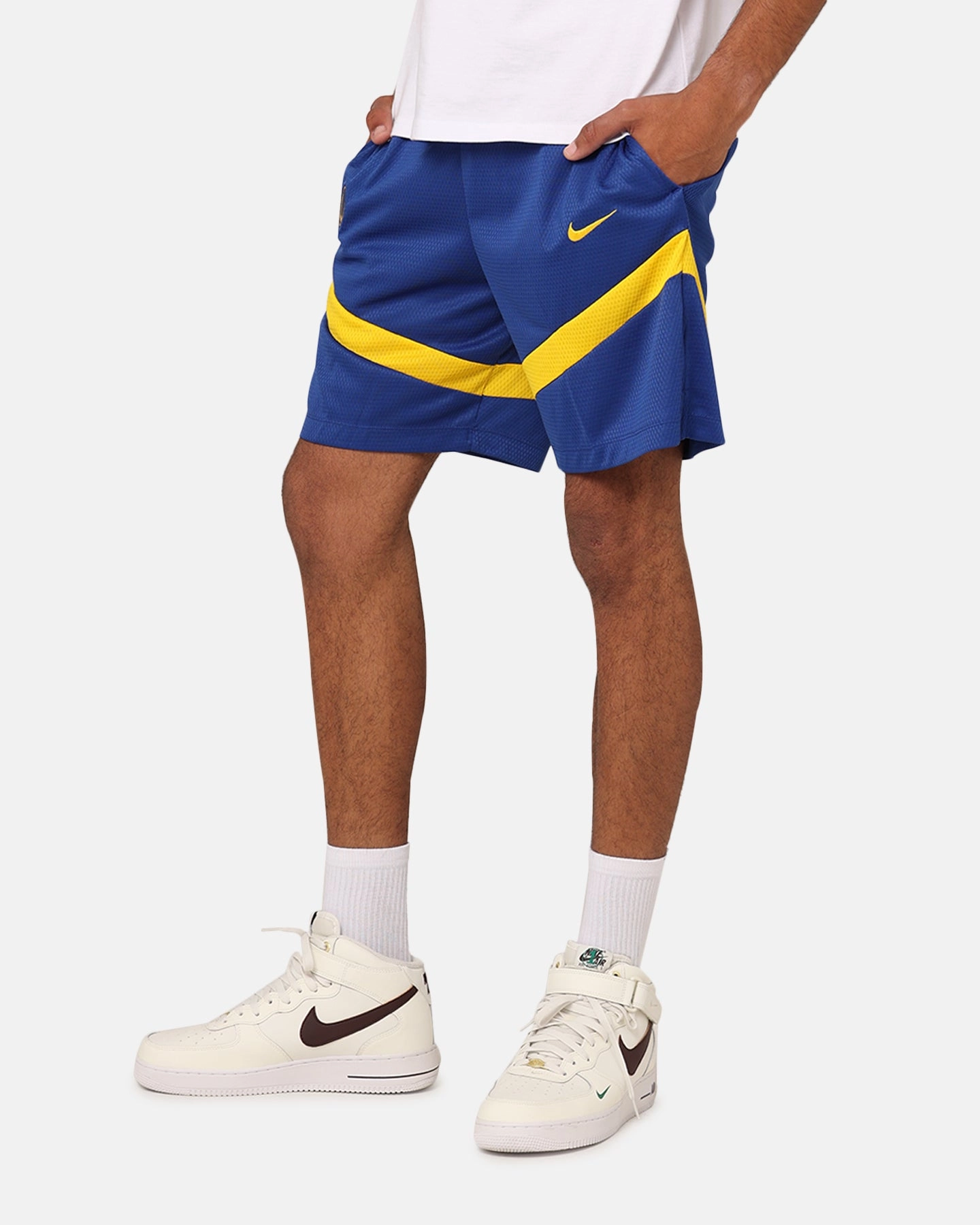 Nike Golden State Warriors Dri-FIT Practice Icon  Shorts Rush Blue Abrasion Proof Fabric
