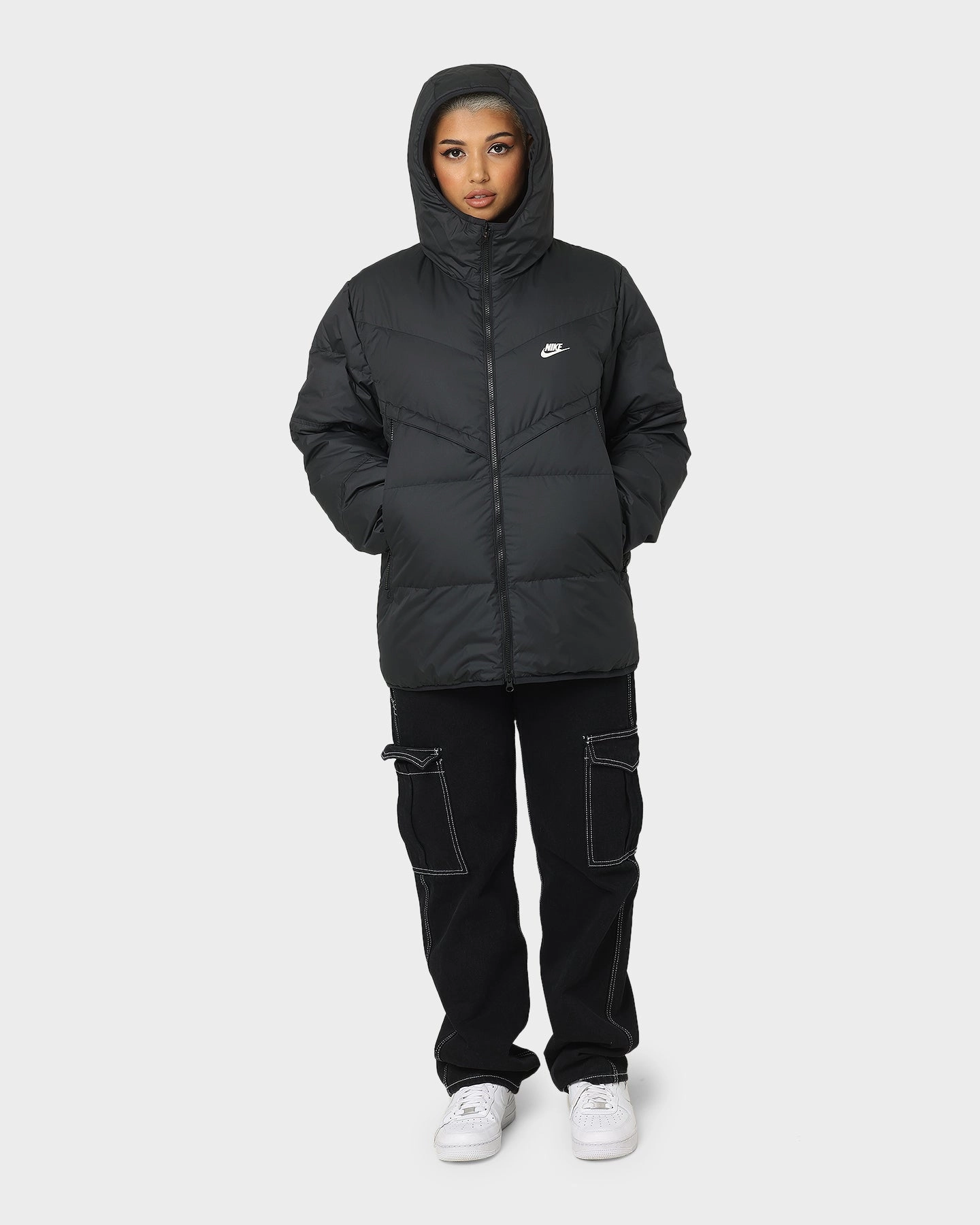 suitable for sports games Picture Nike Hooded Puffer Jacket Black