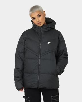 Nike Hooded Puffer Jacket Black Wrinkle-Resistant