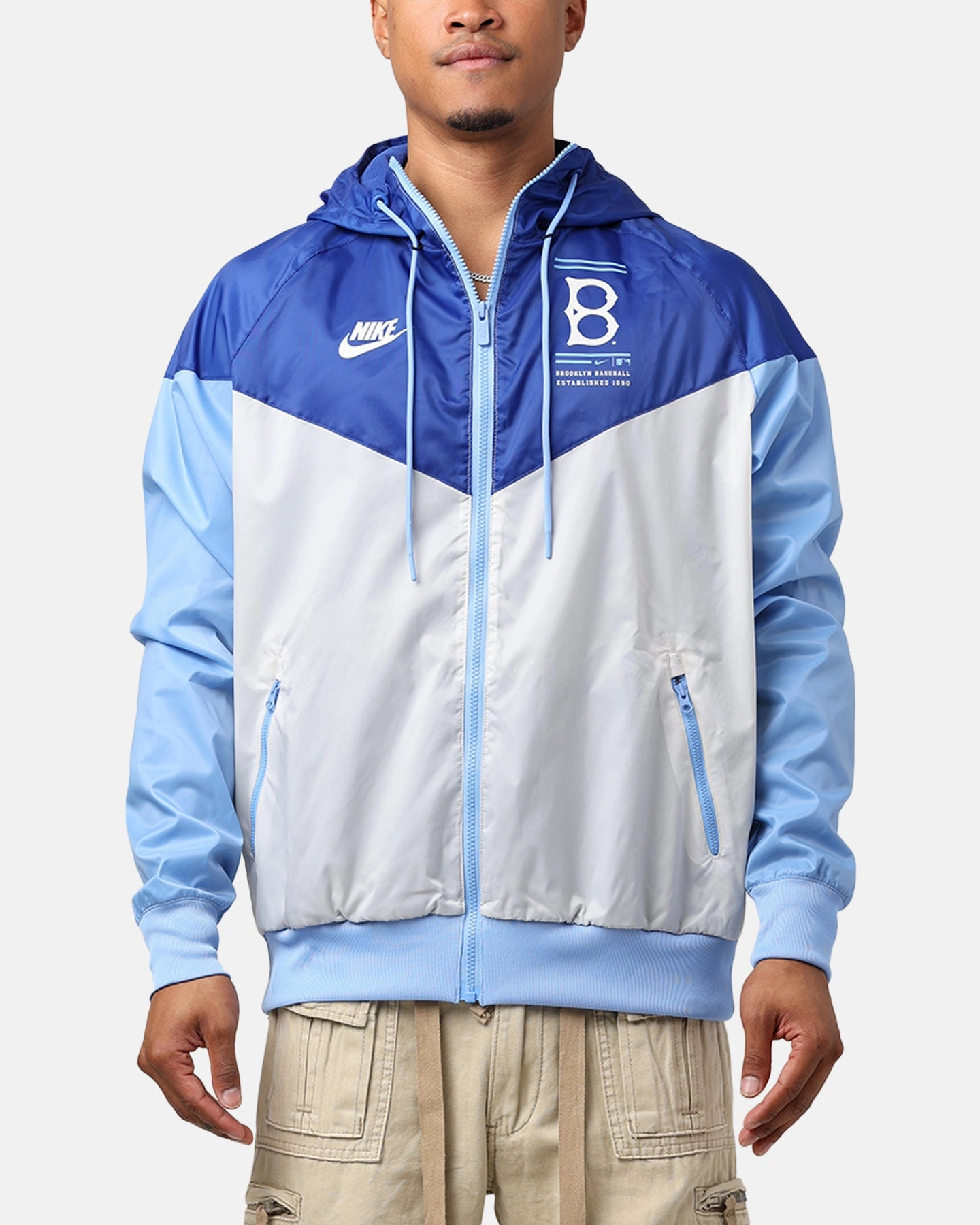 Nike Los Angeles Dodgers Cooperstown Windrunner Jacket Rush Blue/Light Bone Participate Worship