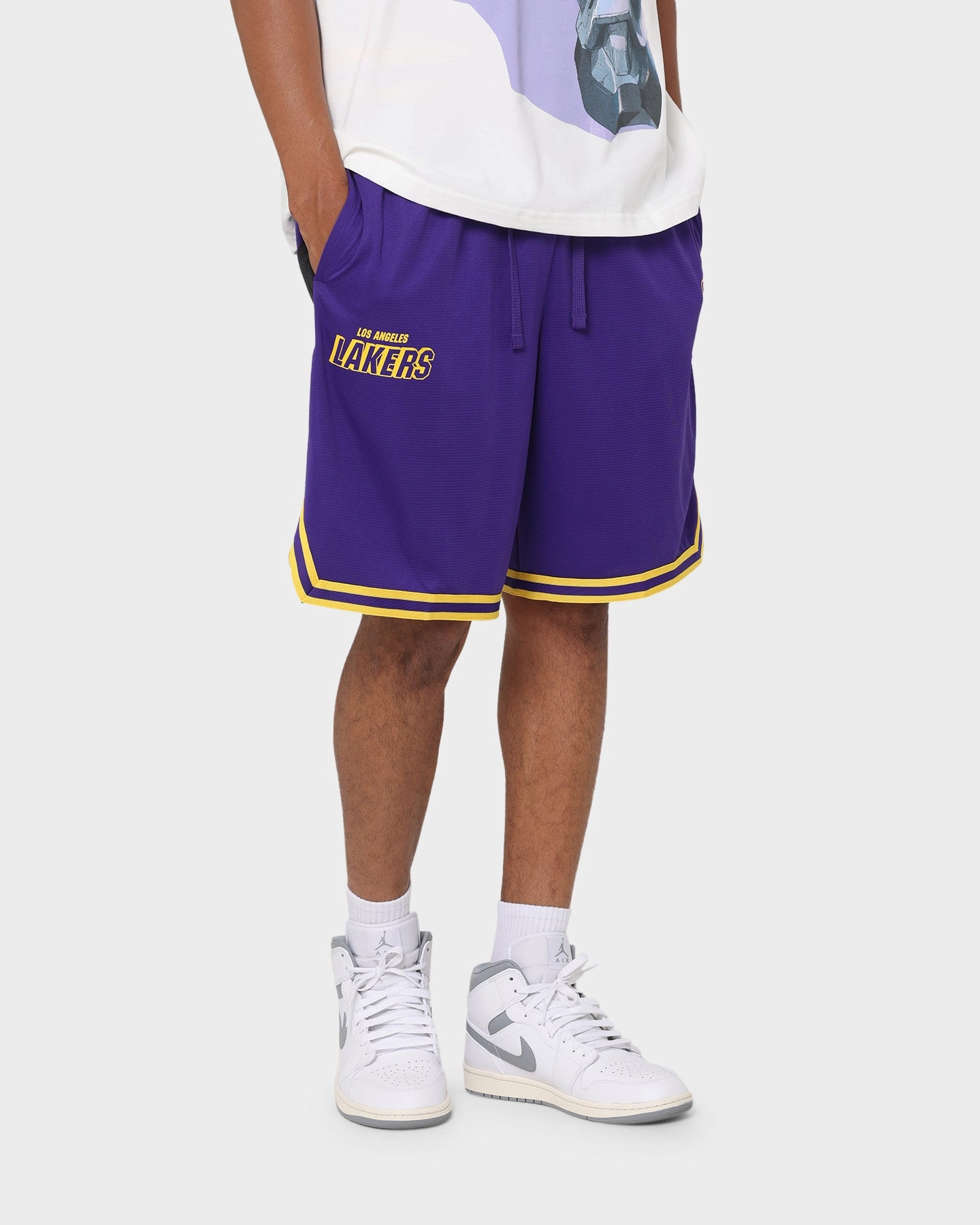khaki shorts Nike Los Angeles Lakers Courtside Nike Dri-FIT NBA Shorts Field Purple
