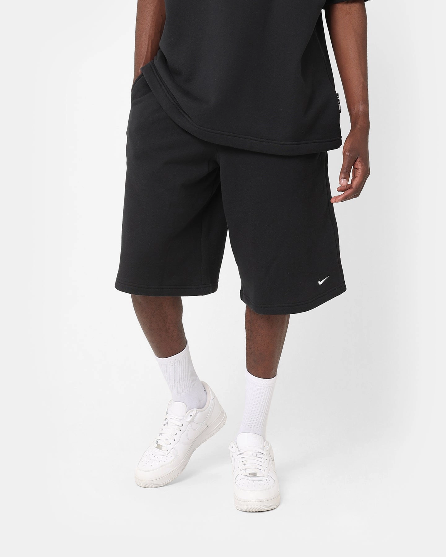 Faux Leather Durable Weave Fabric Nike Sportswear Circa Futura Shorts Black/Black/White