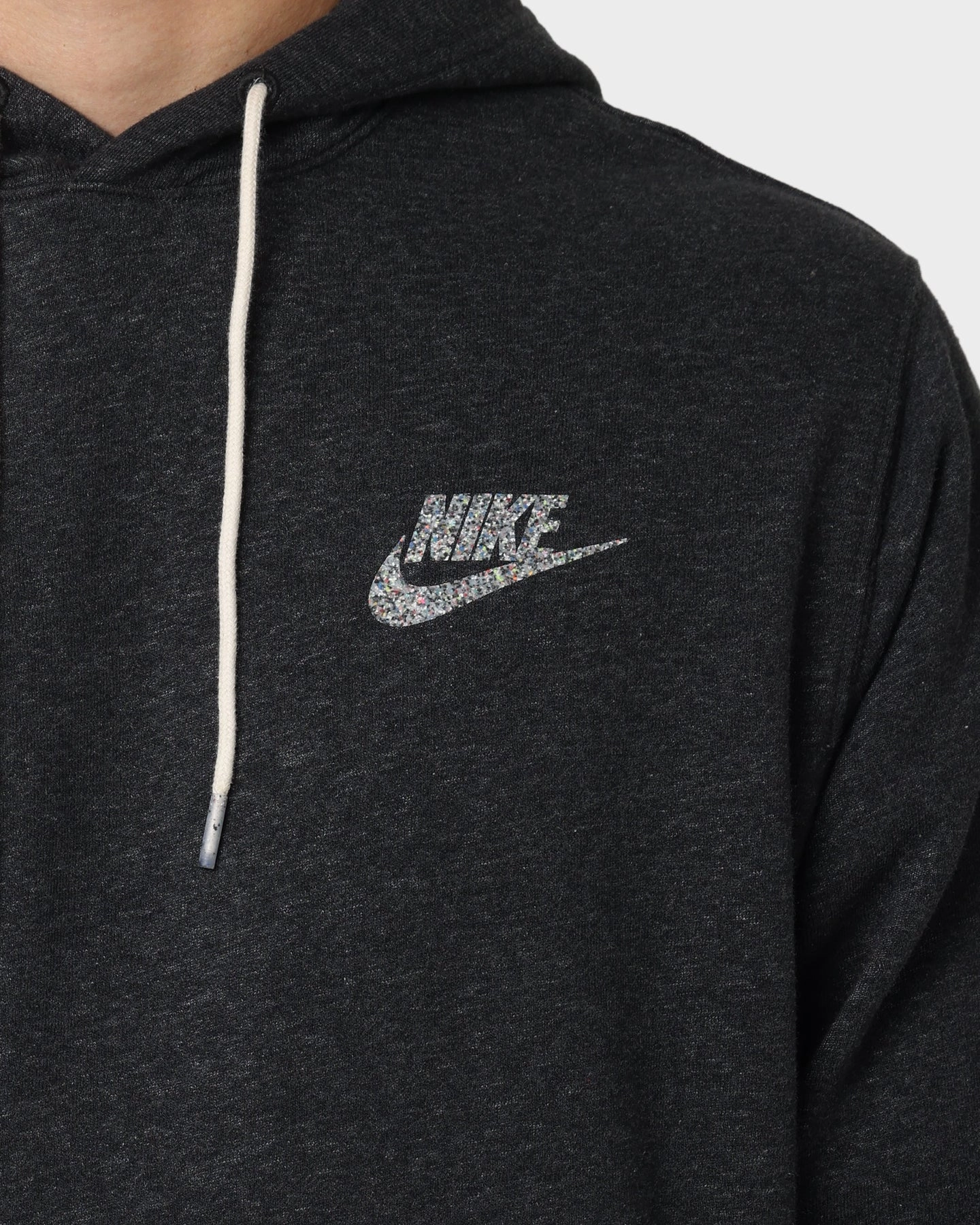 Nike Sportswear Fleece Pullover Hoodie Black/White Front Pockets