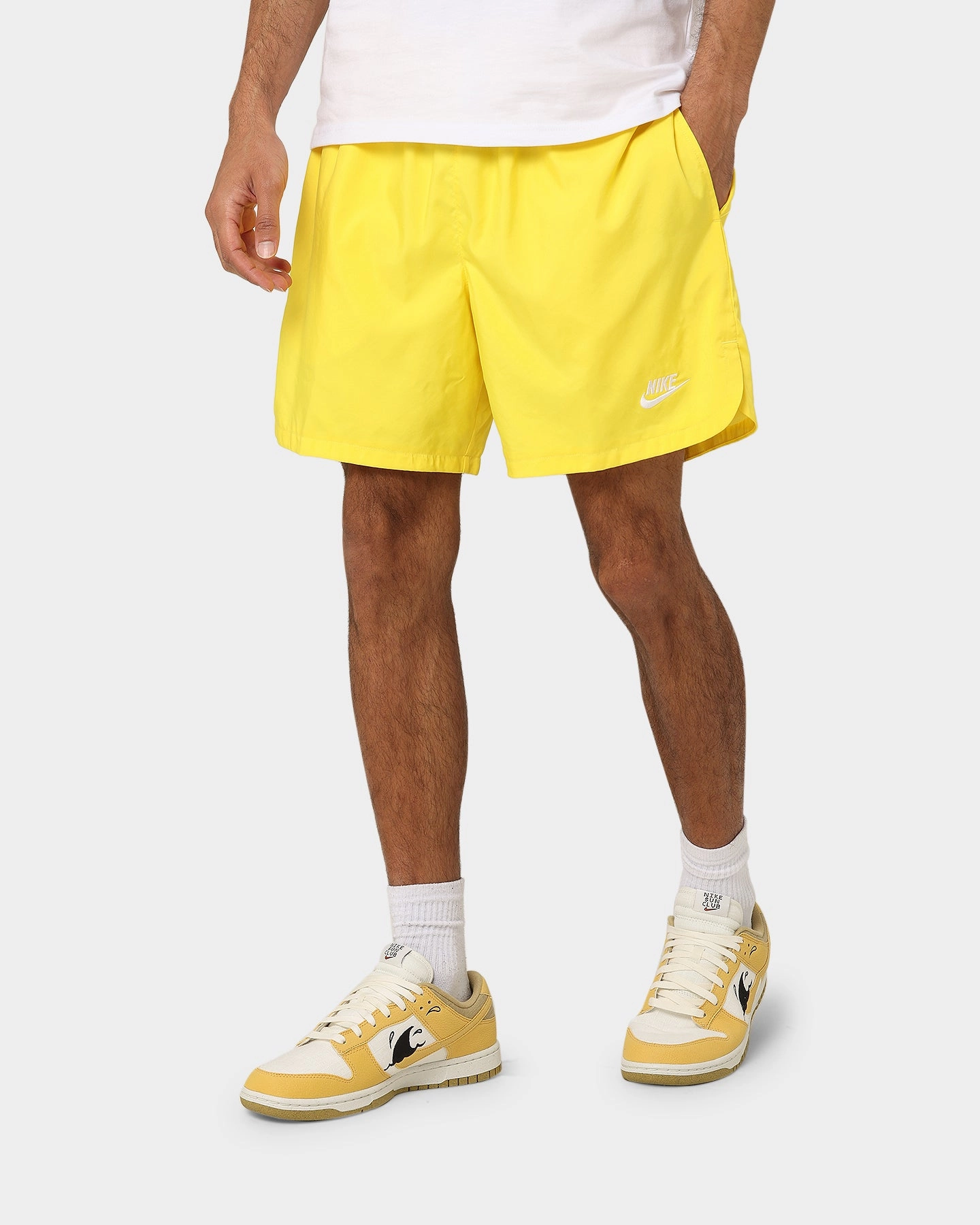 semi - formal event Beach Ready Shorts Nike Sportswear Sport Essentials Woven Lined Flow Shorts Yellow Strike/White