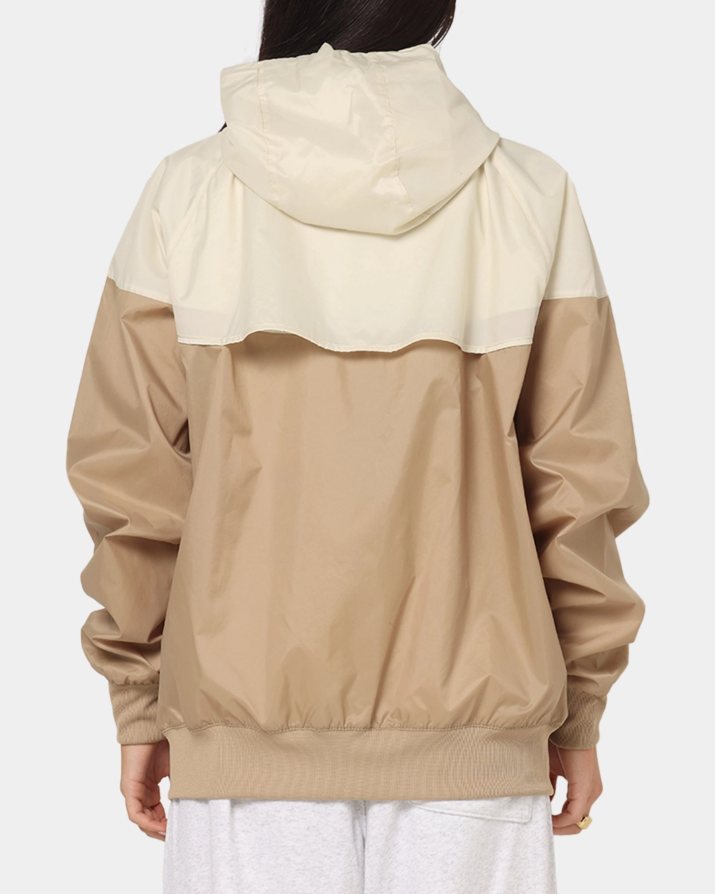 Nike Sportswear Woven Windrunner Jacket Beige/Khaki Double Layer Design Moisture Wicking Layer