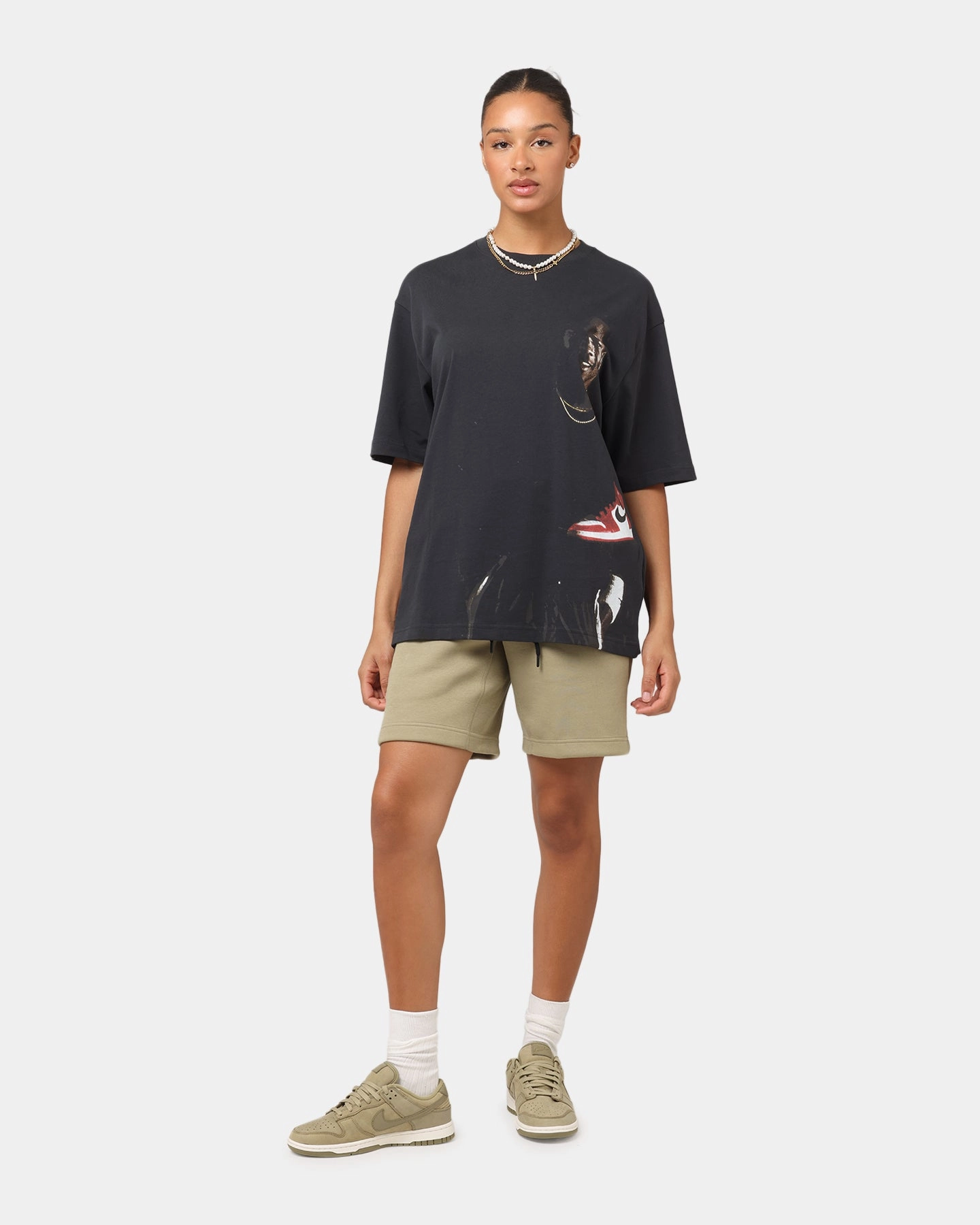Nike Tech Fleece Shorts Neutral Olive Fresh Look denim material