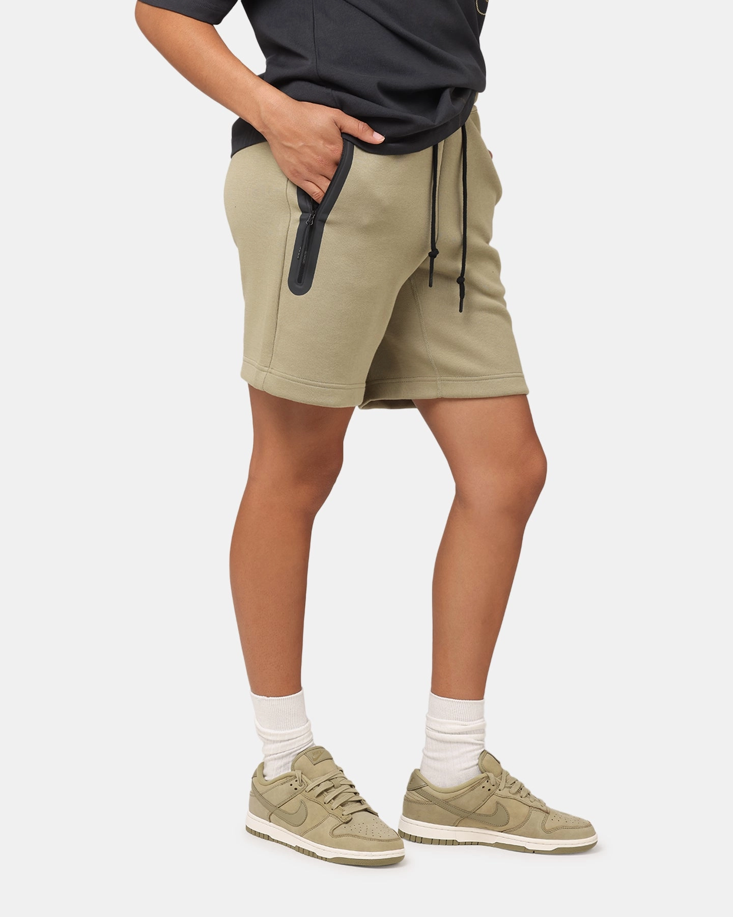 Nike Tech Fleece Shorts Neutral Olive Youth fashion Windproof Design