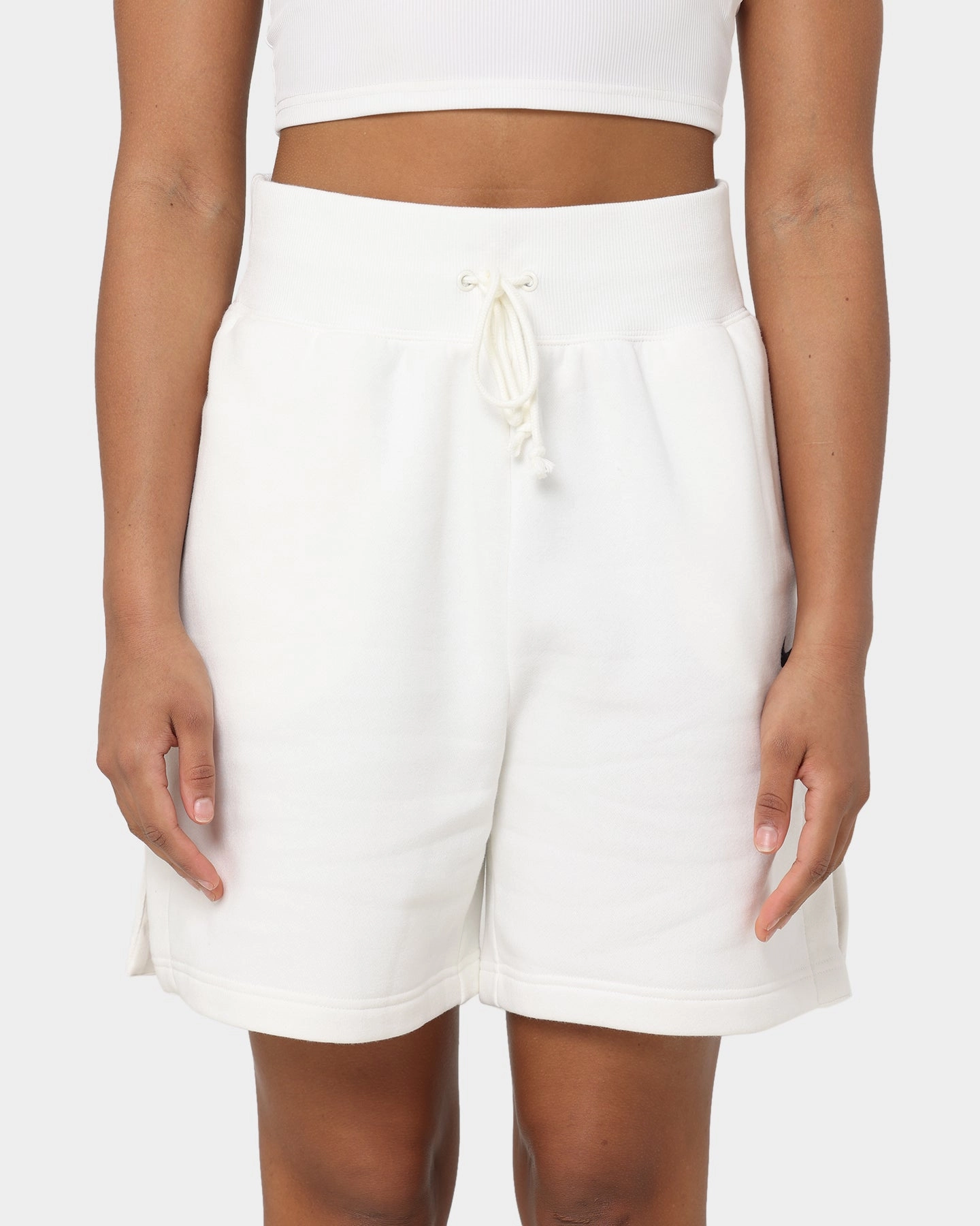 Vegan Leather Eco Friendly Dye Process Nike Women's Nike Sportswear Phoenix Fleece High-Waisted Baller Shorts Sail/Black