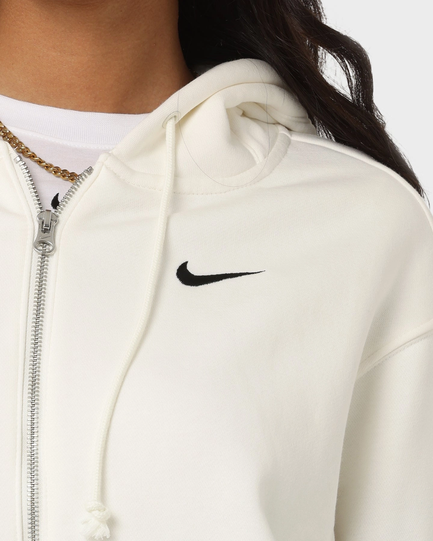 Nike Women's Nike Sportswear Style Fleece Full-Zip Oversized Hoodie Sail/Black Classic Comfort