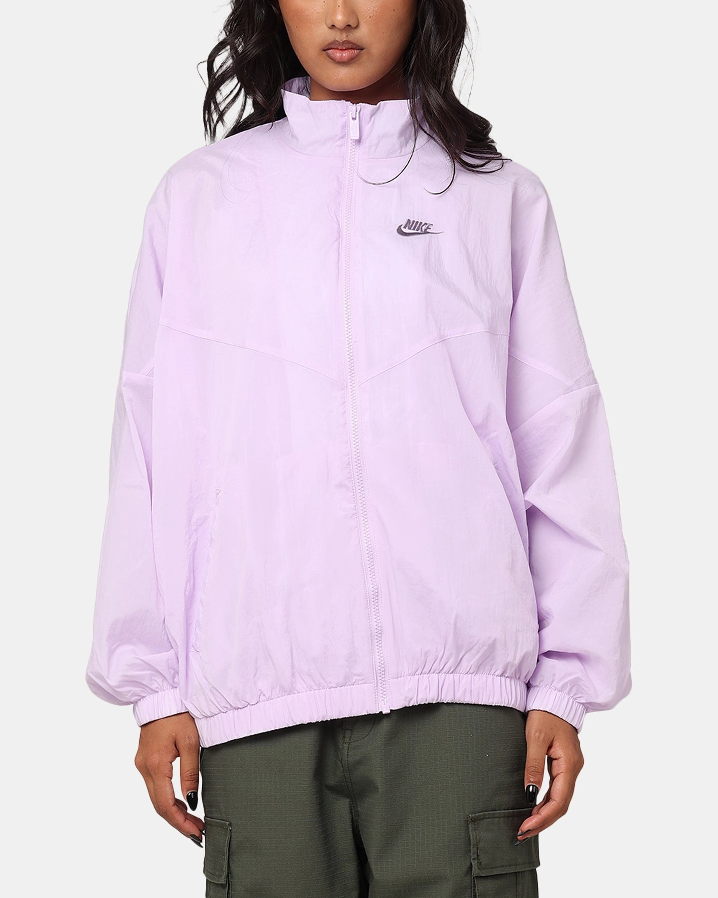 Taped Zippers Nike Women's Sportswear Essential Woven Windrunner Jacket Violet Mist/Violet Mist-Daybreak