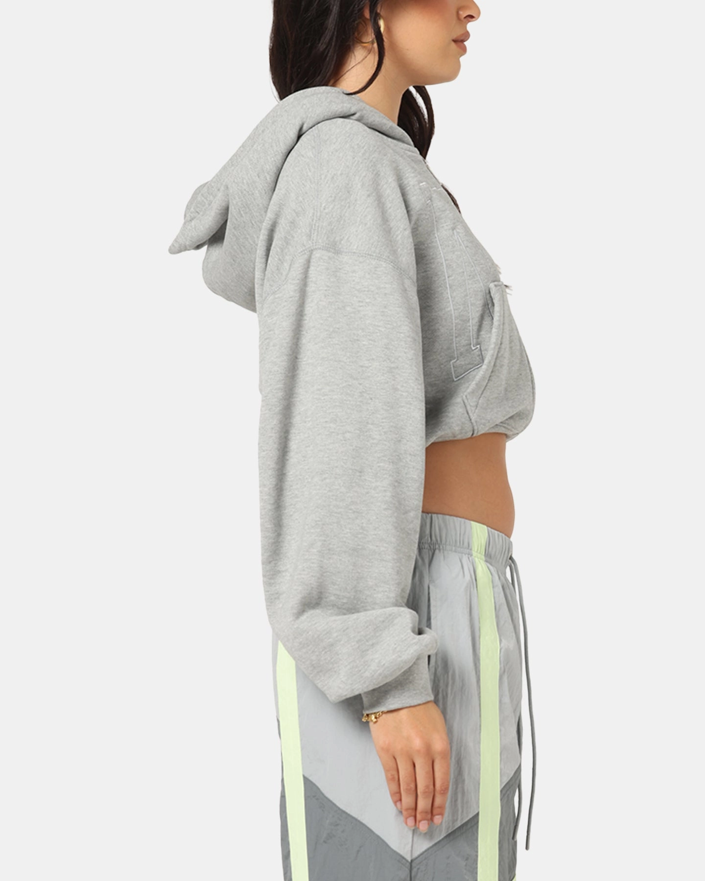 Nike Women's Sportswear Full-Zip Cropped French Terry Hoodie Grey Coffee Date