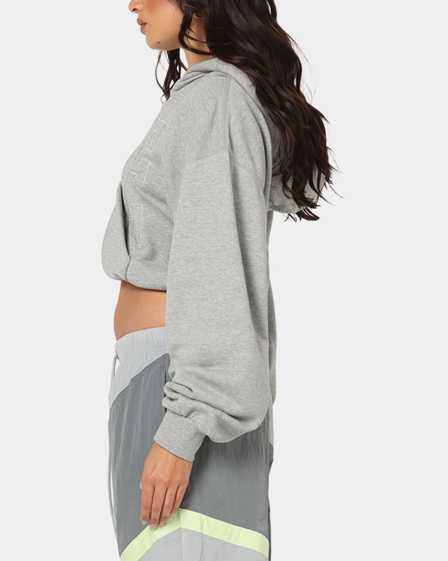 Nike Women's Sportswear Full-Zip Cropped French Terry Hoodie Grey Street Day Lion like