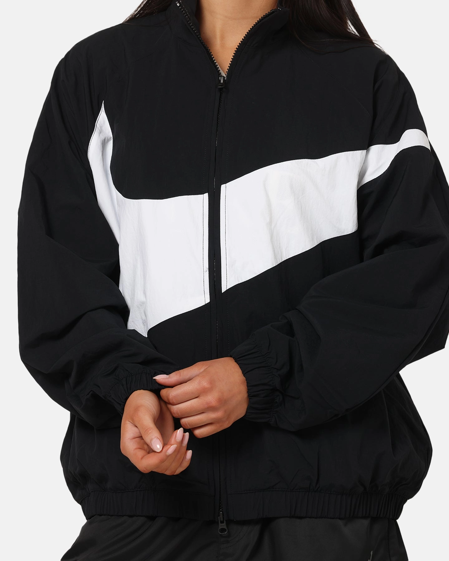 Nike Women's Sportswear Logo Oversized Track Jacket Black/Black/White Suede neutral - colored