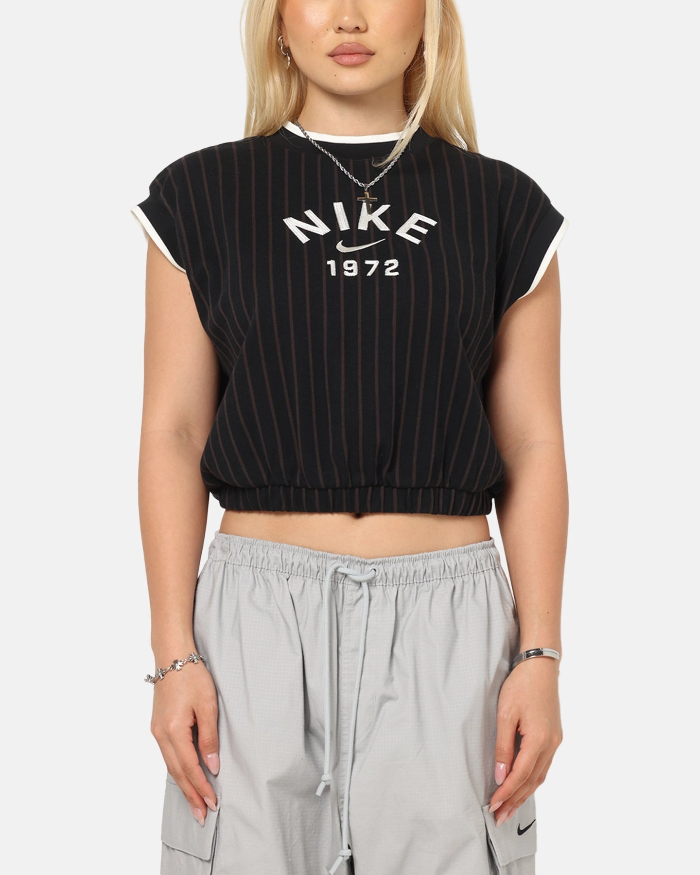 White Street Style Nike Women's Sportswear Loose Knit Tank Brown/Black