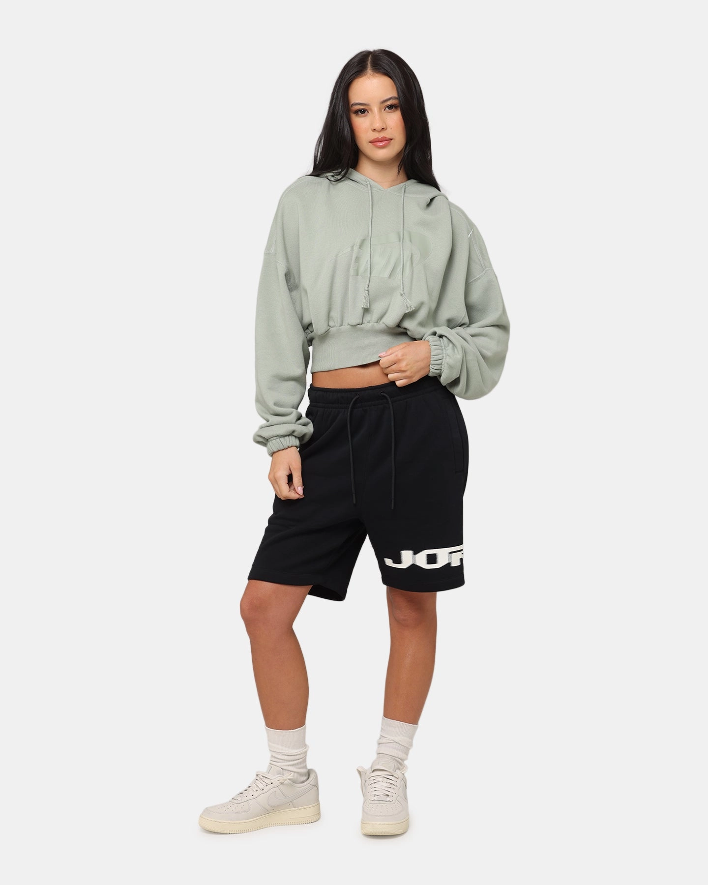 Cowboy Nike Women's Sportswear Oversized Cropped Fleece Pullover Hoodie Jade Horizon