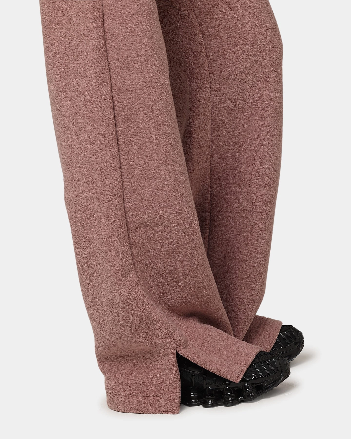 Nike Women's Sportswear Pheonix Plush High Waisted Wide Leg Cody Fleece Pants Smokey Mauve/Black No Gap Waist