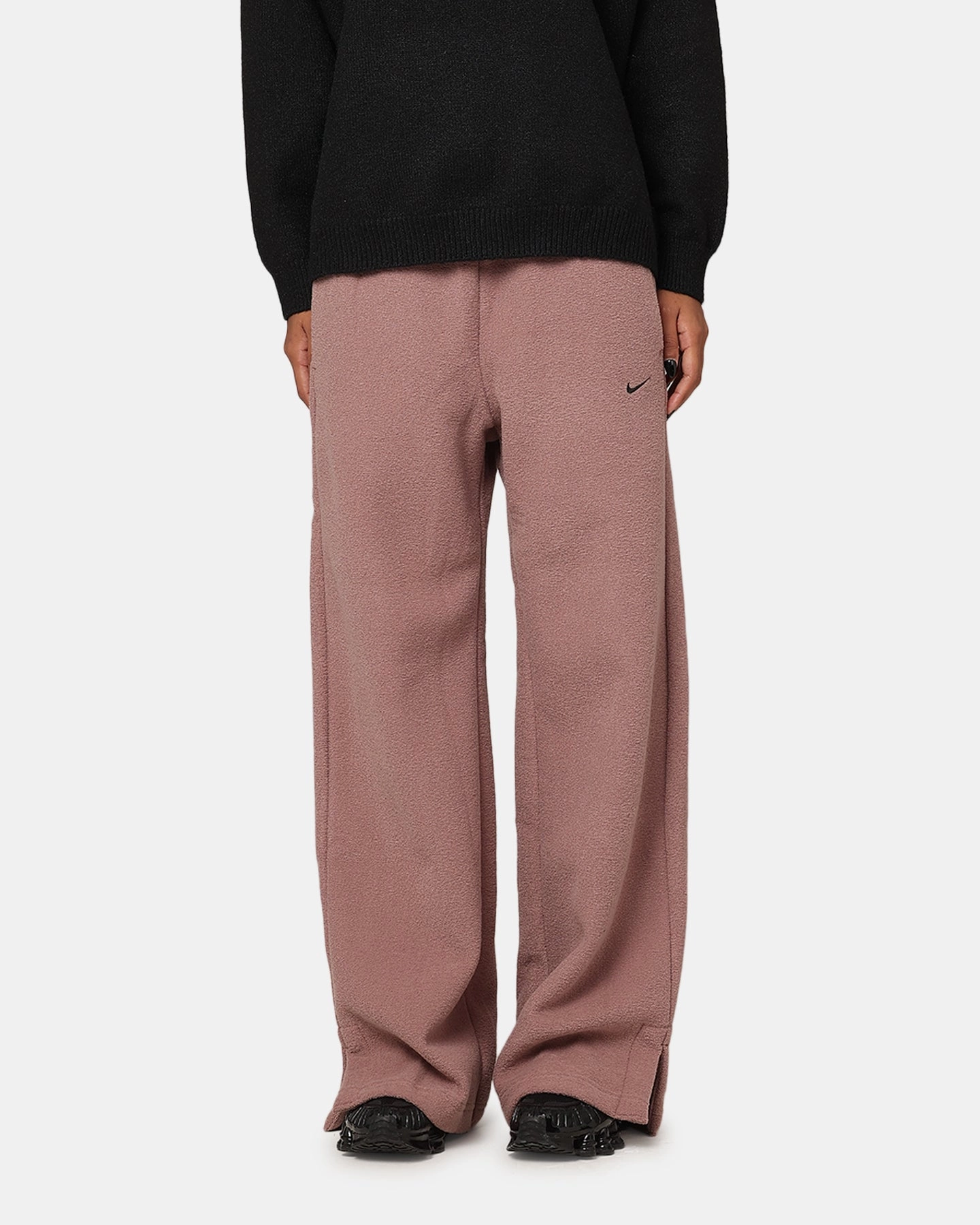 Carbon Infused Fabric Nike Women's Sportswear Pheonix Plush High Waisted Wide Leg Cody Fleece Pants Smokey Mauve/Black