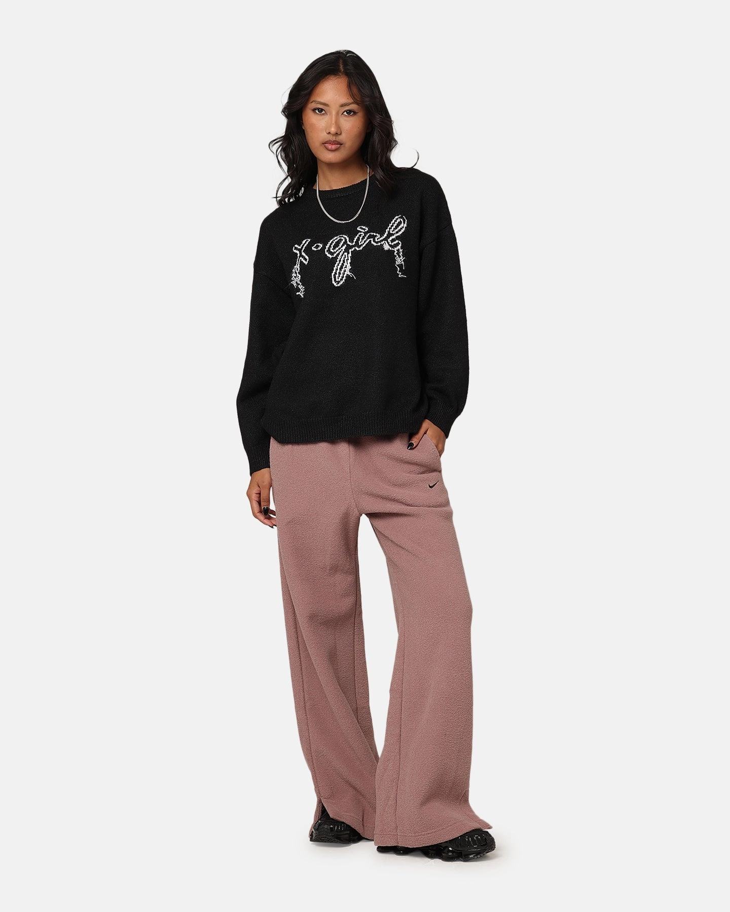 Non Irritating Flexible Knees Nike Women's Sportswear Pheonix Plush High Waisted Wide Leg Cody Fleece Pants Smokey Mauve/Black