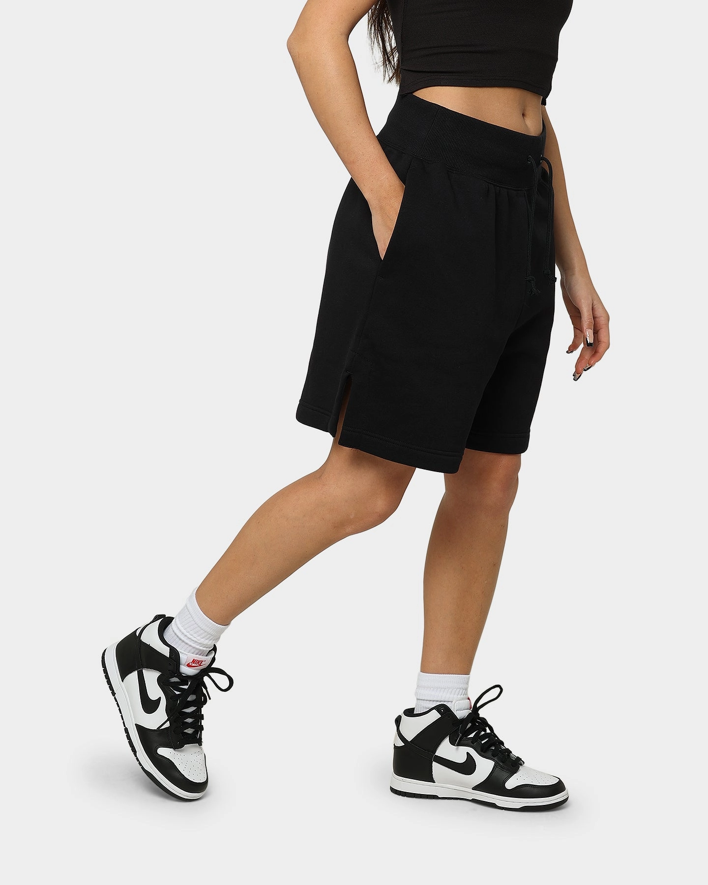 Anti Snag Fabric Nike Women's Sportswear Phoenix Fleece High Waisted Loose Fit Shorts Black/Sail