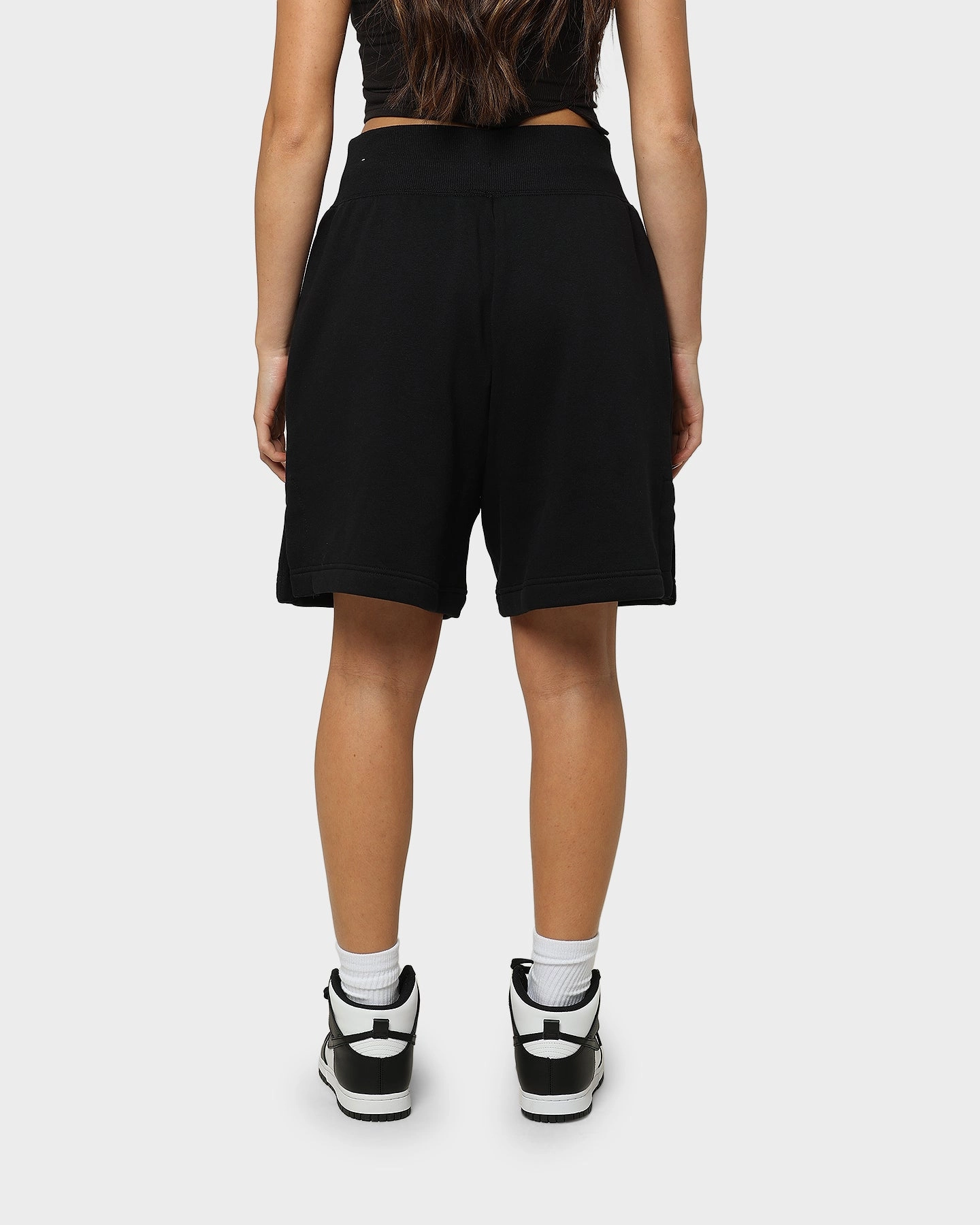 Nike Women's Sportswear Phoenix Fleece High Waisted Loose Fit Shorts Black/Sail Wrinkle Resistant Treatment