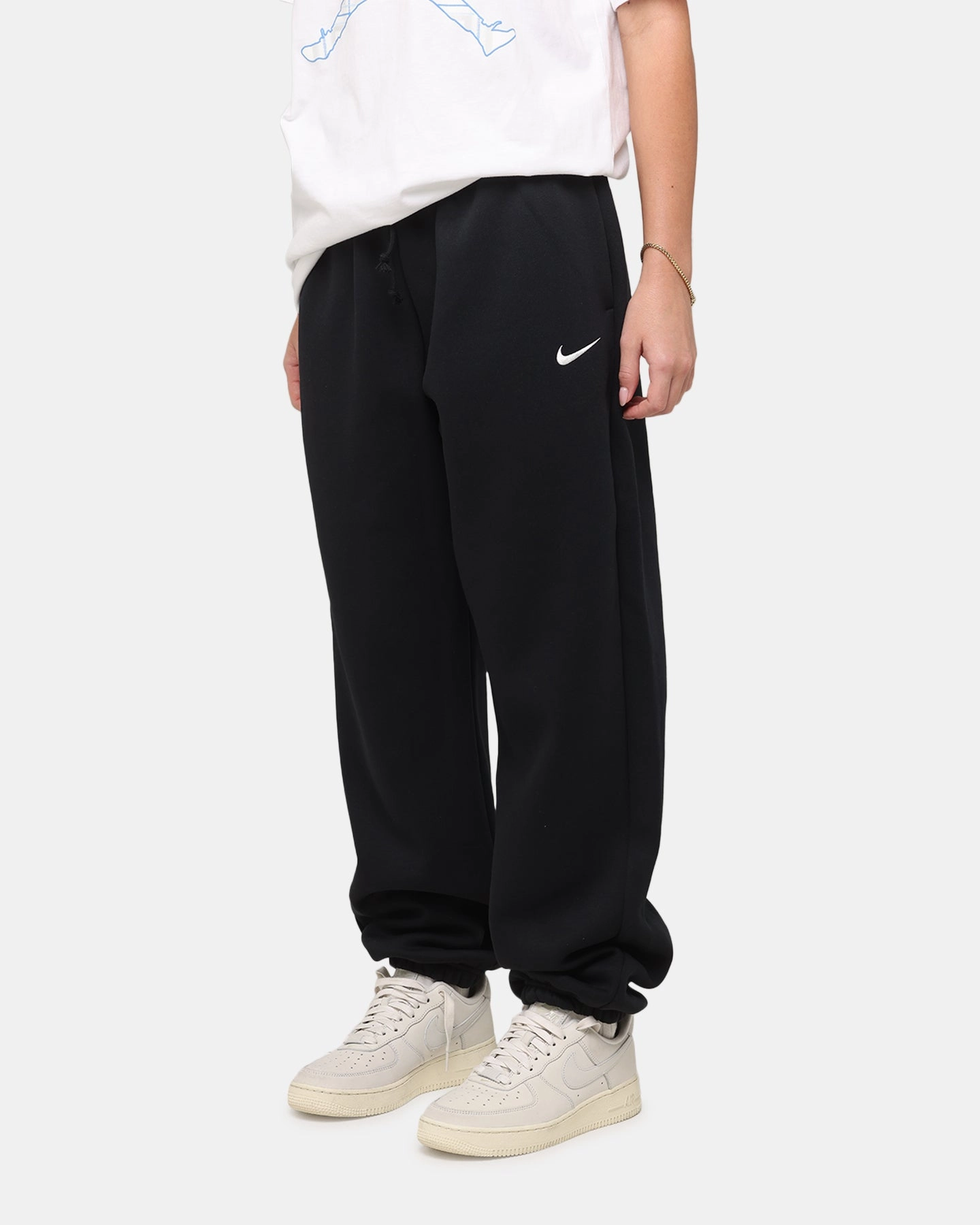 Nike Women's Sportswear Phoenix Fleece High-Waisted Oversized Sweatpants Black/Sail Anti Chafe Lining