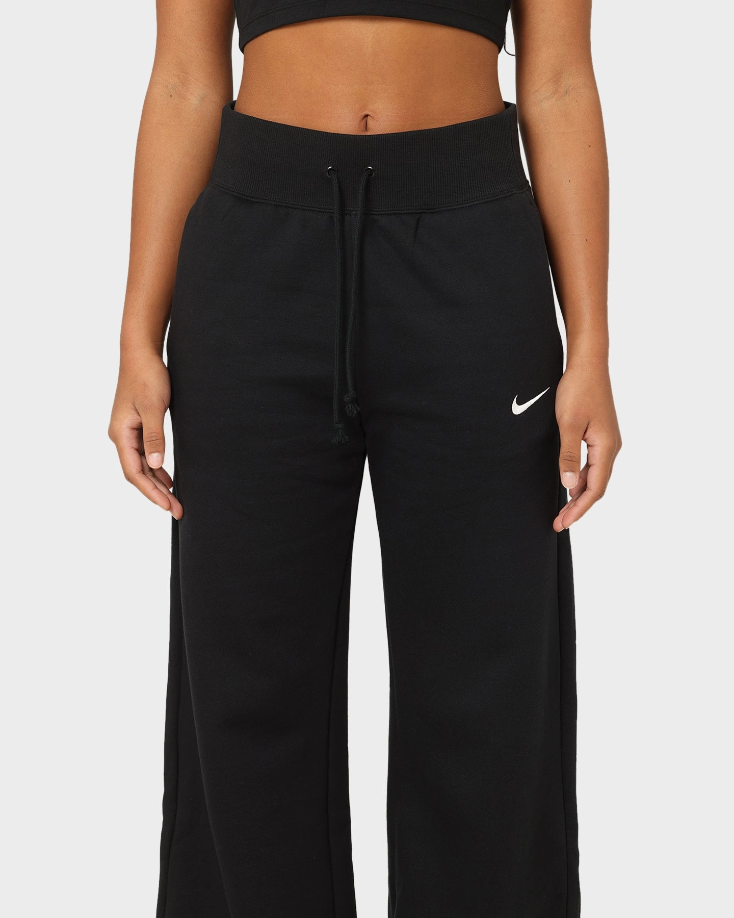Nike Women's Sportswear Phoenix Fleece High Waisted Wide Leg Sweat Pants Black/Sail LightweightInsulation Flexible Layer