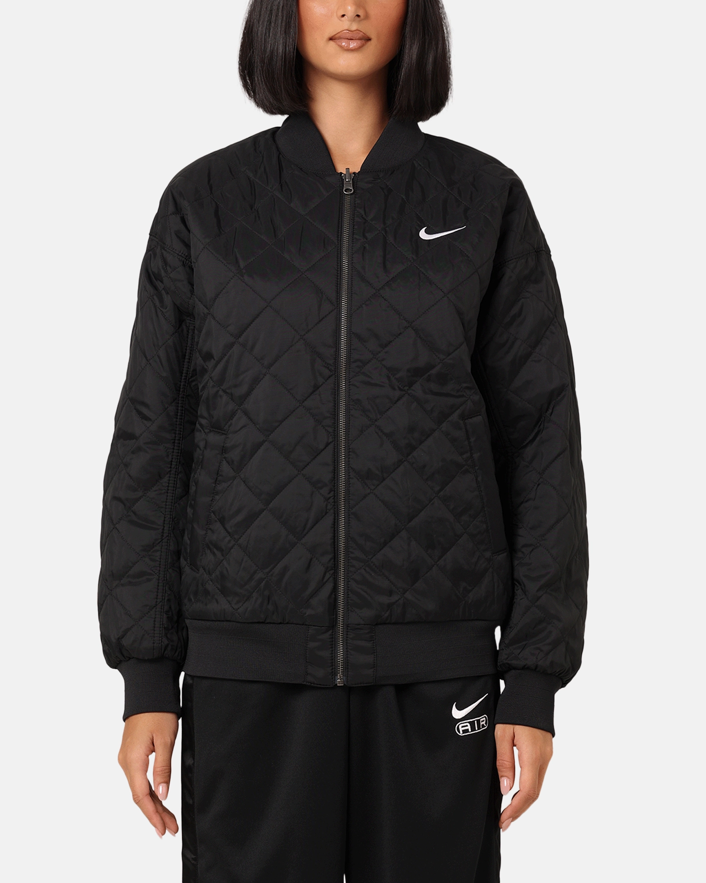 Insulated Shield Investment Nike Women's Sportswear Reversible Varsity Bomber Jacket Black/White