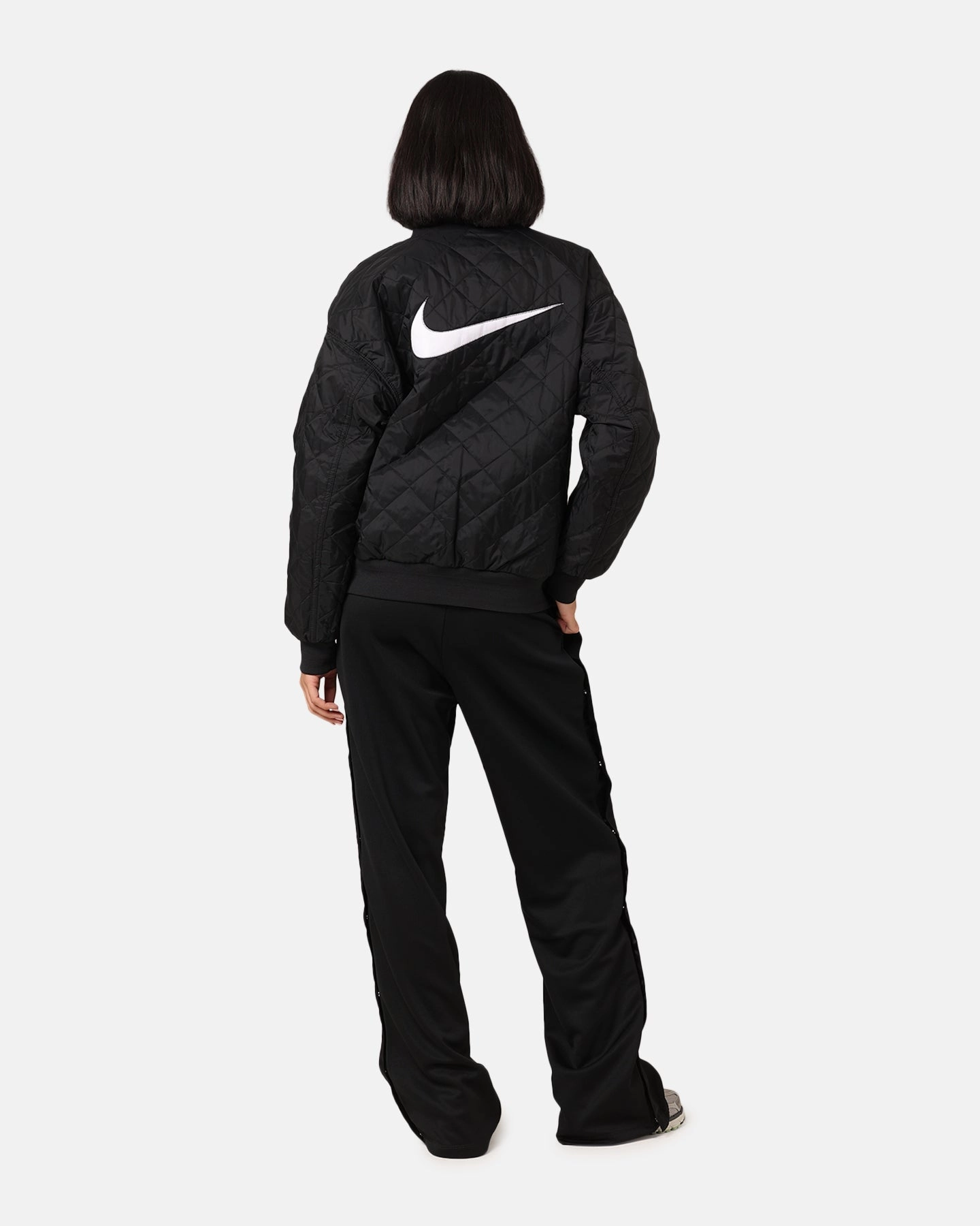 Nike Women's Sportswear Reversible Varsity Bomber Jacket Black/White Quick Dry Coating